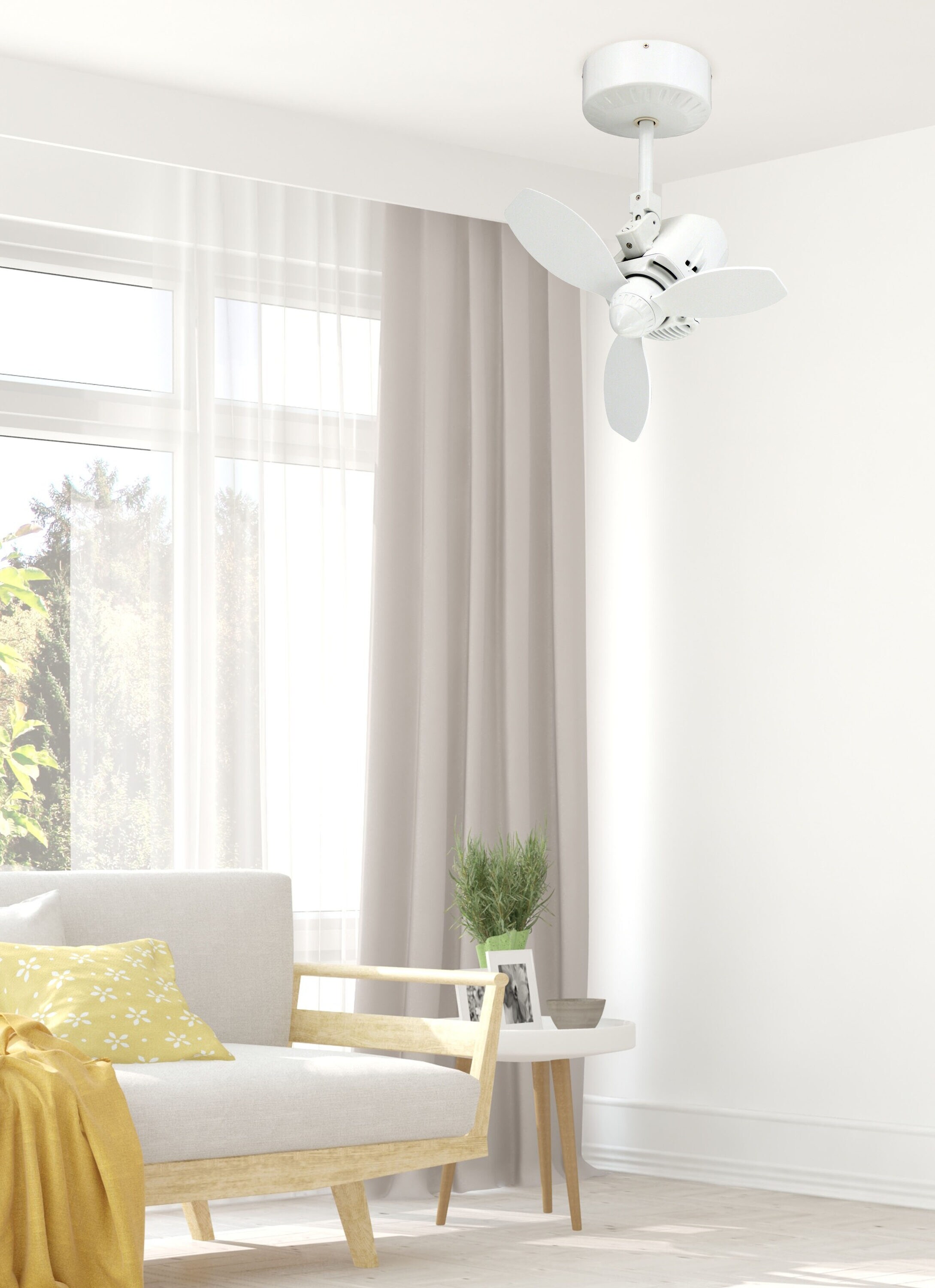 TroposAir Mustang 18-in Pure White Indoor/Outdoor Flush Mount Propeller Ceiling  Fan with Remote (3-Blade) in the Ceiling Fans department at