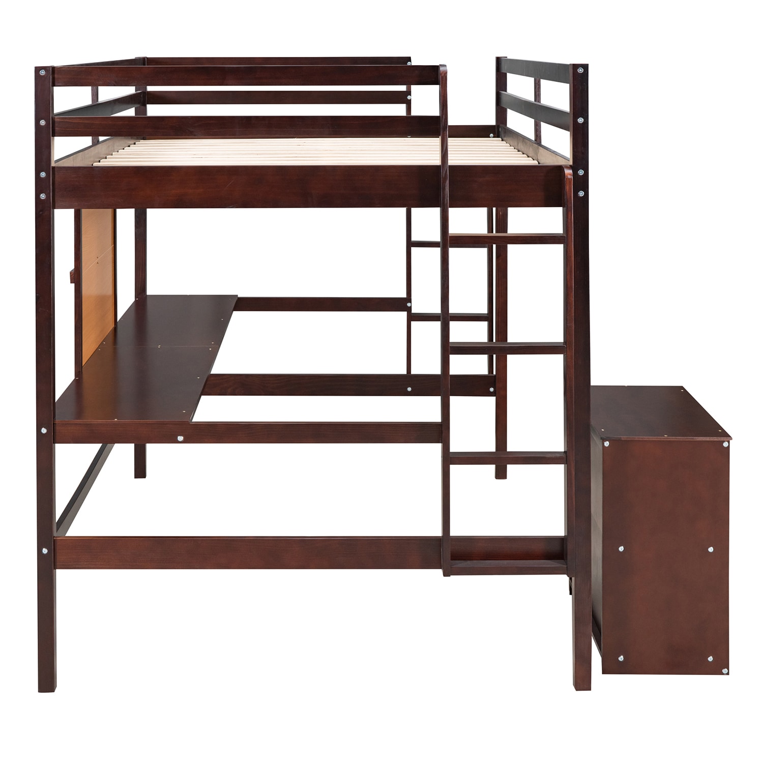 GZMR Twin size Loft Bed with Desk and Writing Board Espresso Twin Loft ...