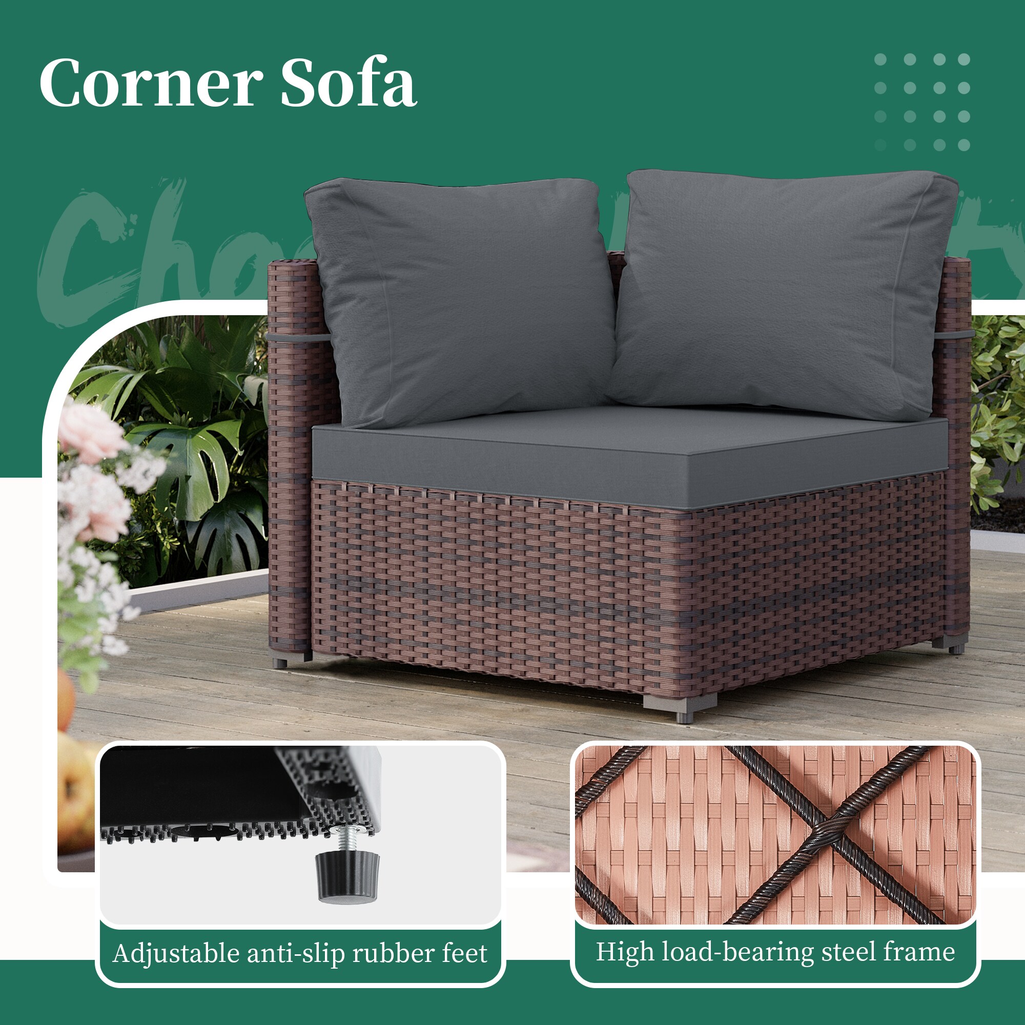 UPHA TBSF-AB43BR-DGRAY Patio-Conversation-Sets - View #7