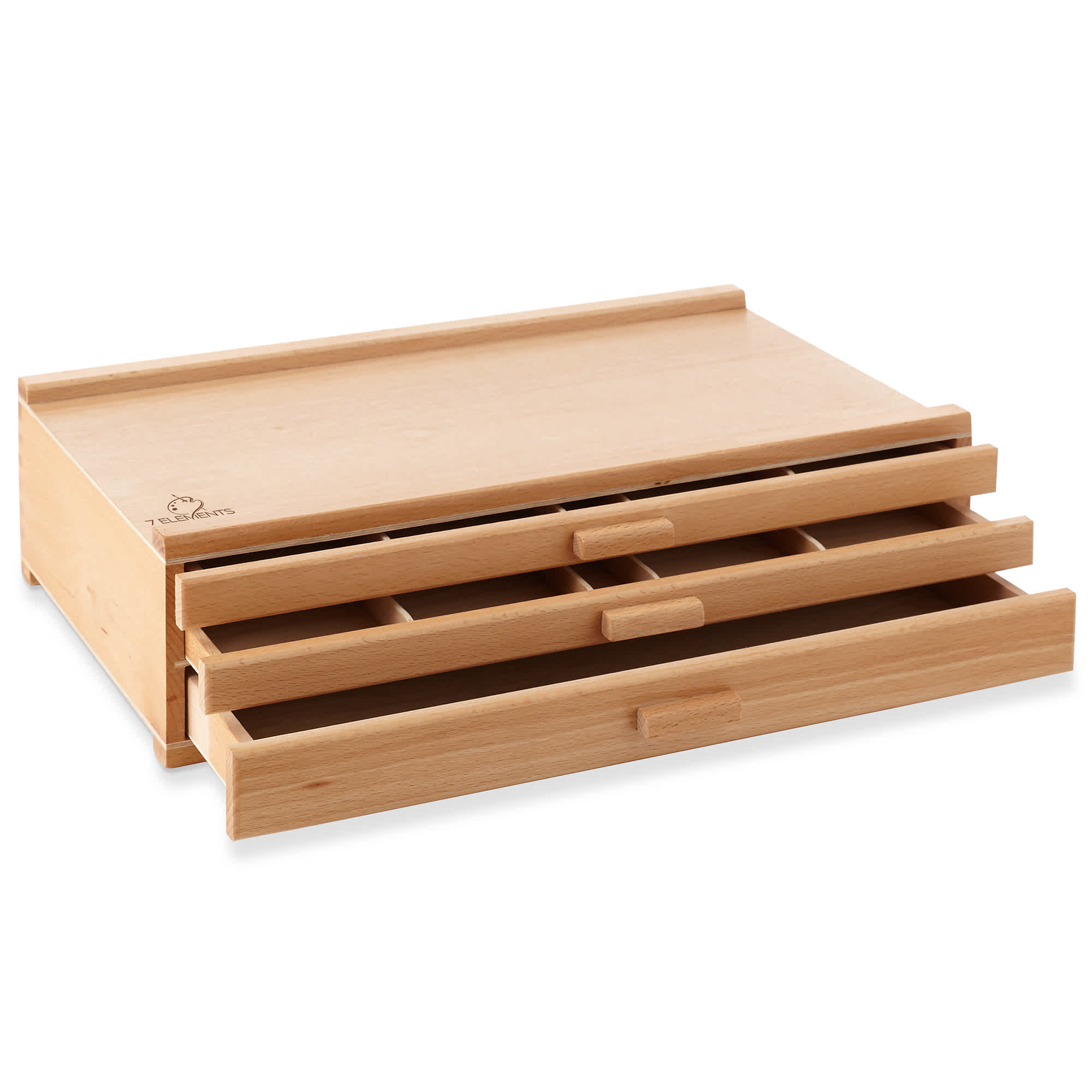 7 Elements ART-BX-WD43 3 Drawer Beechwood Artist Storage Supply Tool Box