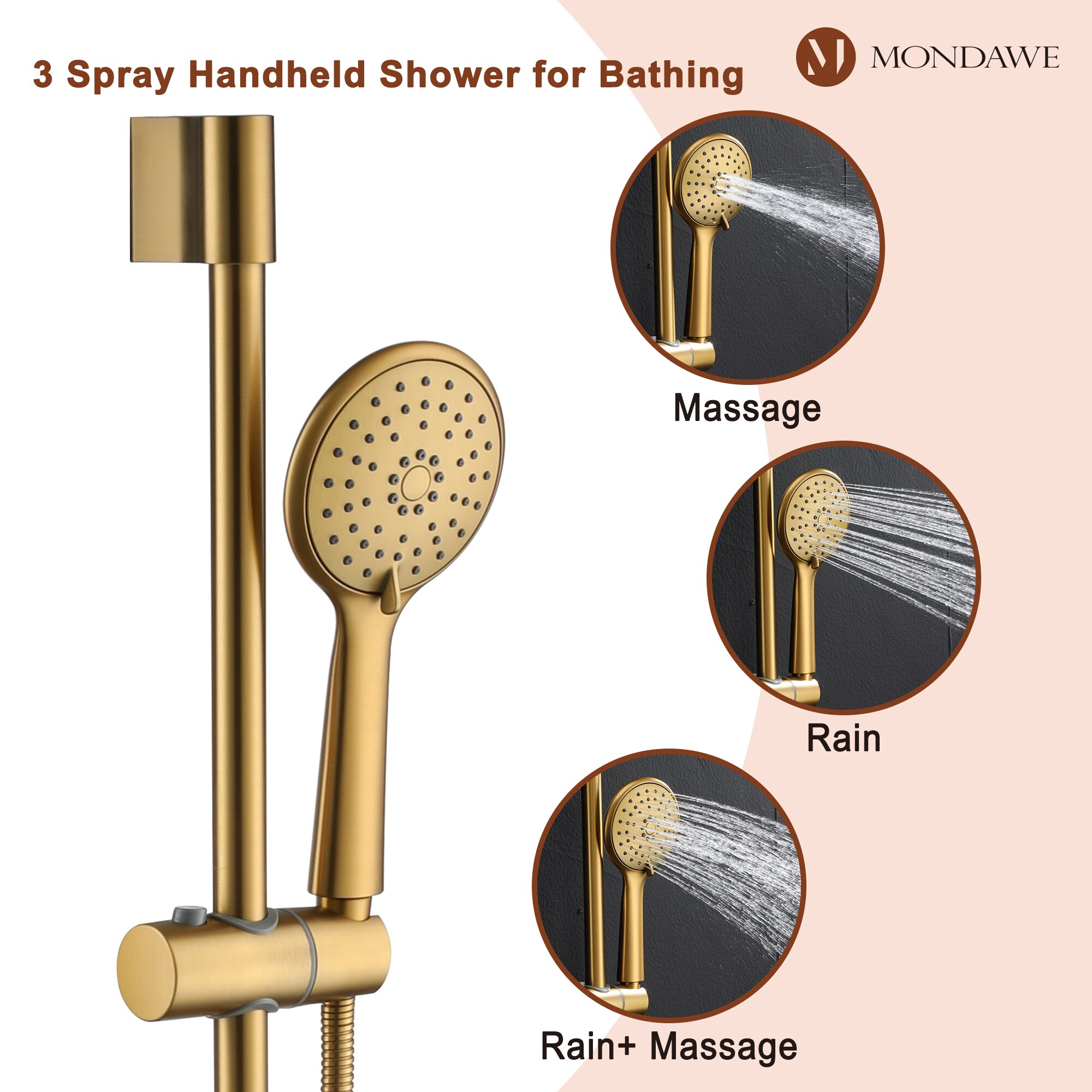 Mondawe MD-A3816-BG Showerhead-Bar-Panels - View #7