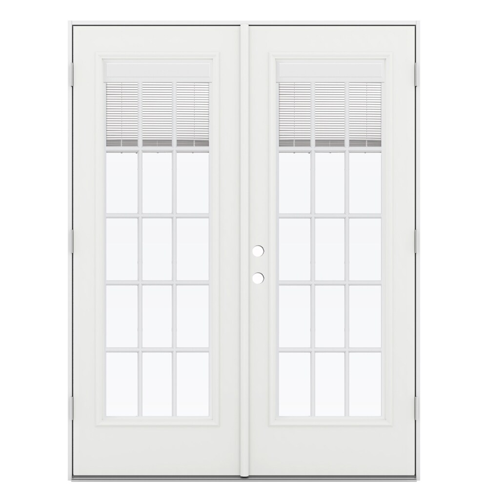 JELD-WEN French 60-in x 80-in Low-e Blinds Between The Glass Steel ...