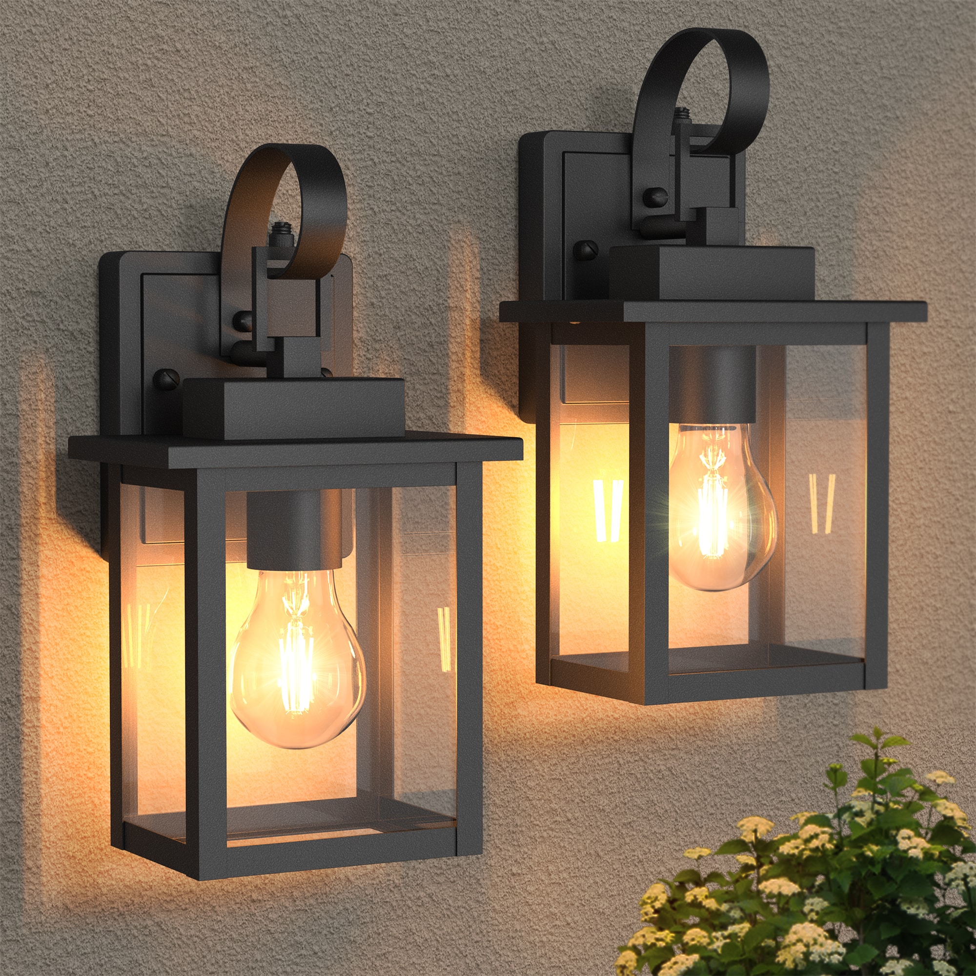 Matte Black Dimmable Outdoor Wall Sconce with Clear Glass