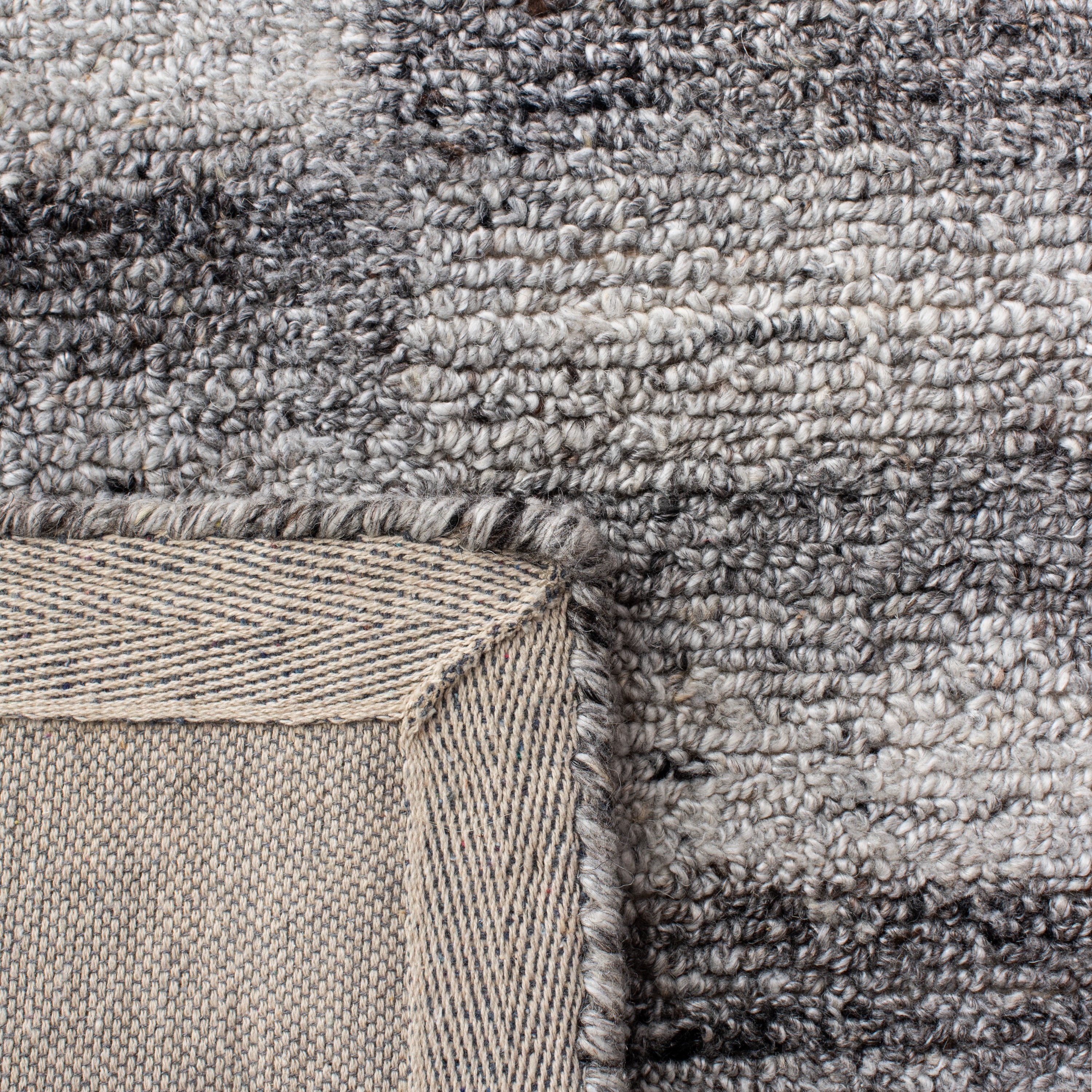 Gray Abstract Handmade Wool Runner Rug