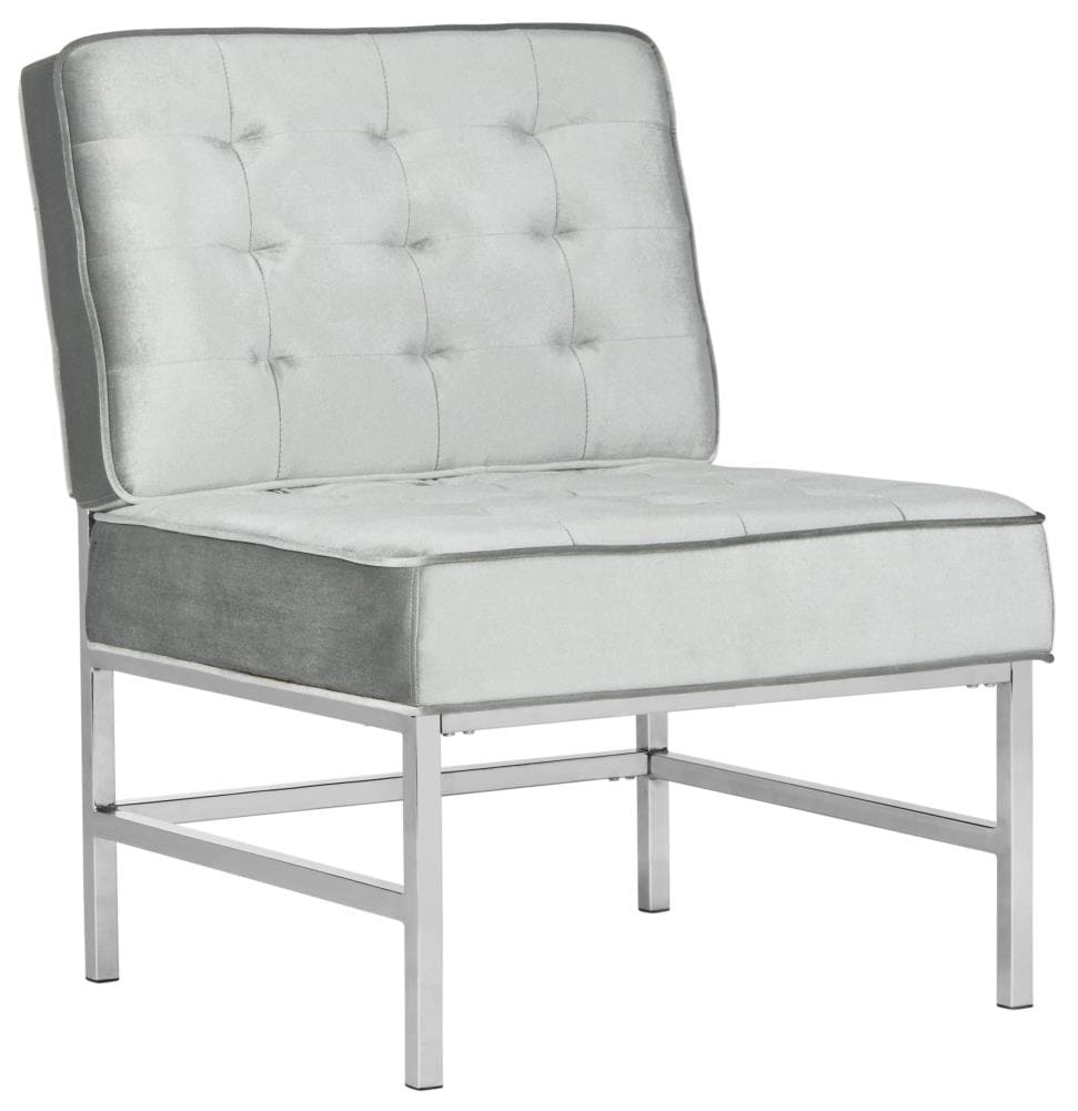 Transitional Gray Velvet Wood Armless Chair 28"W x 30"D x 36"H