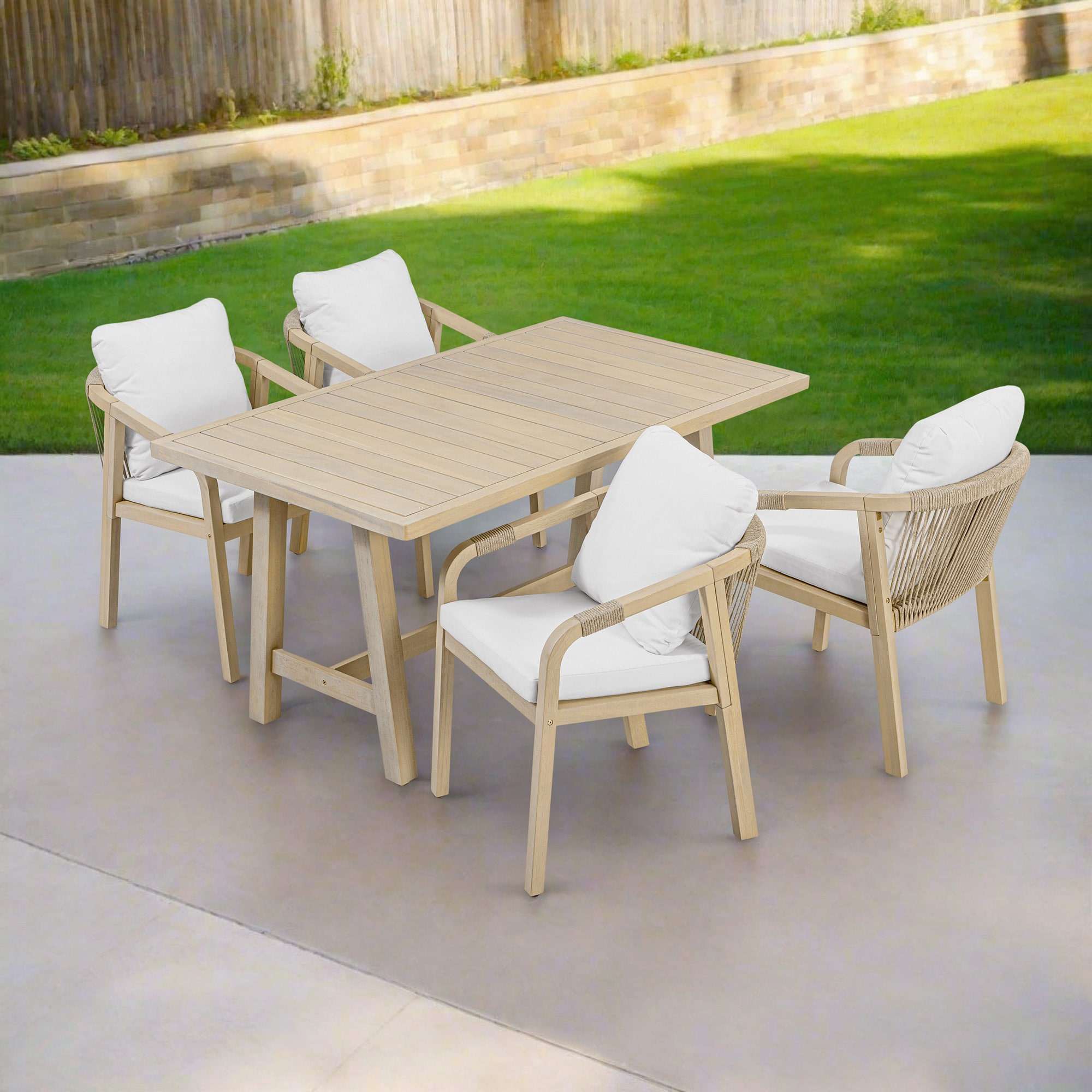 Teamson Home THF0524NA 5 -Piece Patio Conversation Set with Off-white Cushions