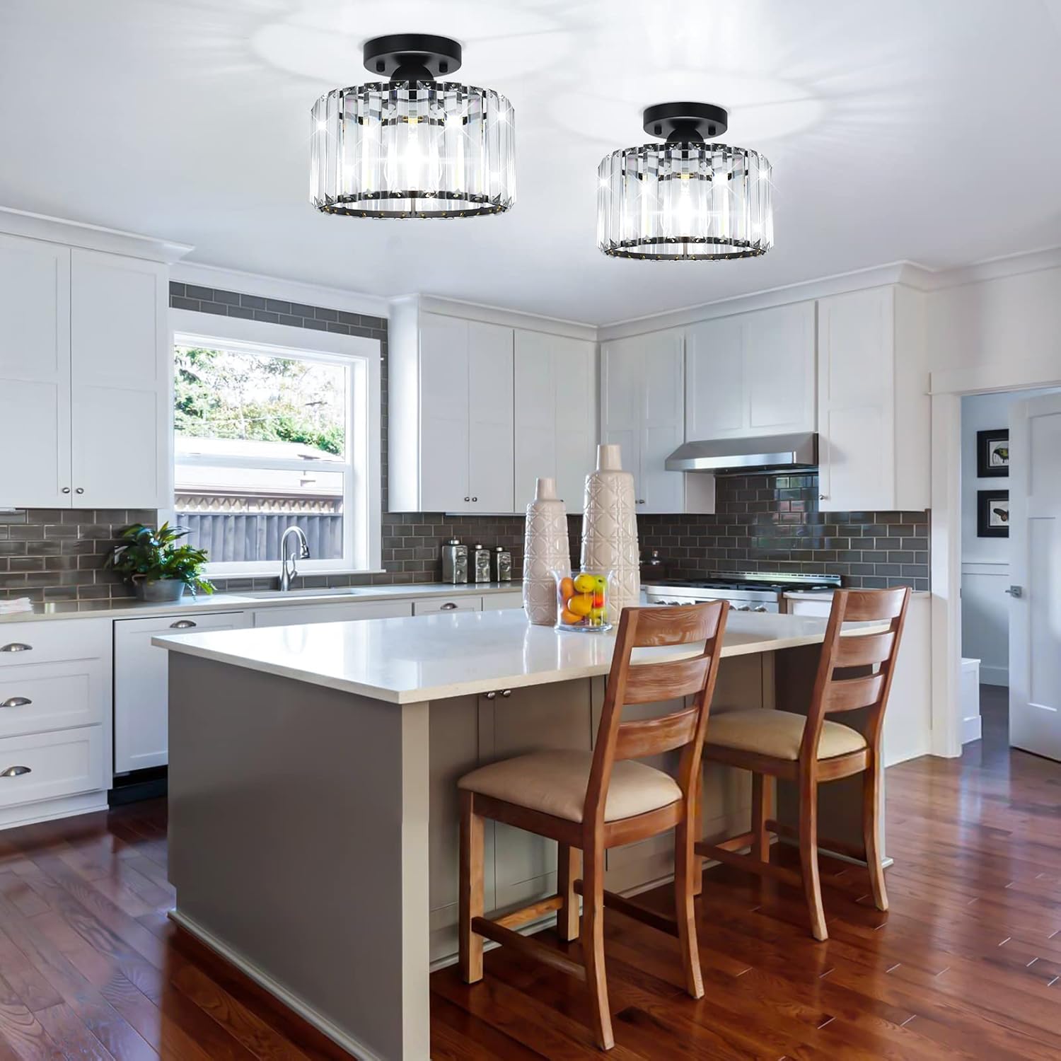 Nordic Hygge TJ-CL-PCA001-4-GD-1 4Light 144 Semi Flush Mount Ceiling Light Fixture Gold Modern Close to Ceiling Lamp