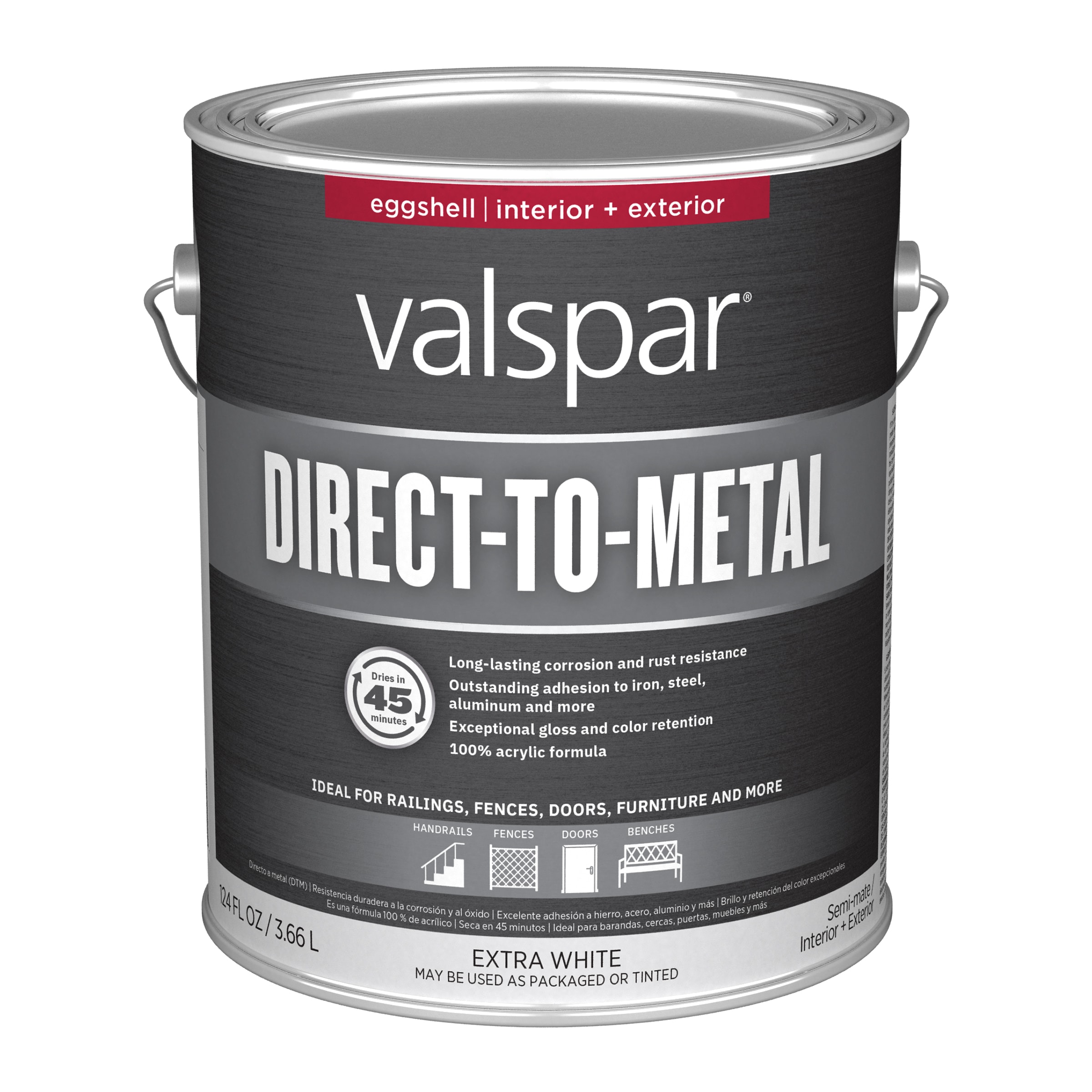 Valspar 007.5760022.007 Direct-To-Metal Eggshell Extra White Interior/Exterior Water-based Industrial Enamel Paint ( 1-gallon )