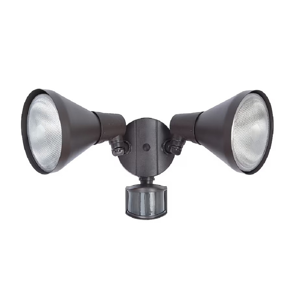 Utilitech 180 -Degree 300 -Wattage Equivalent Hardwired Halogen Bronze 2 -Head Motion-Activated Flood Light with Timer