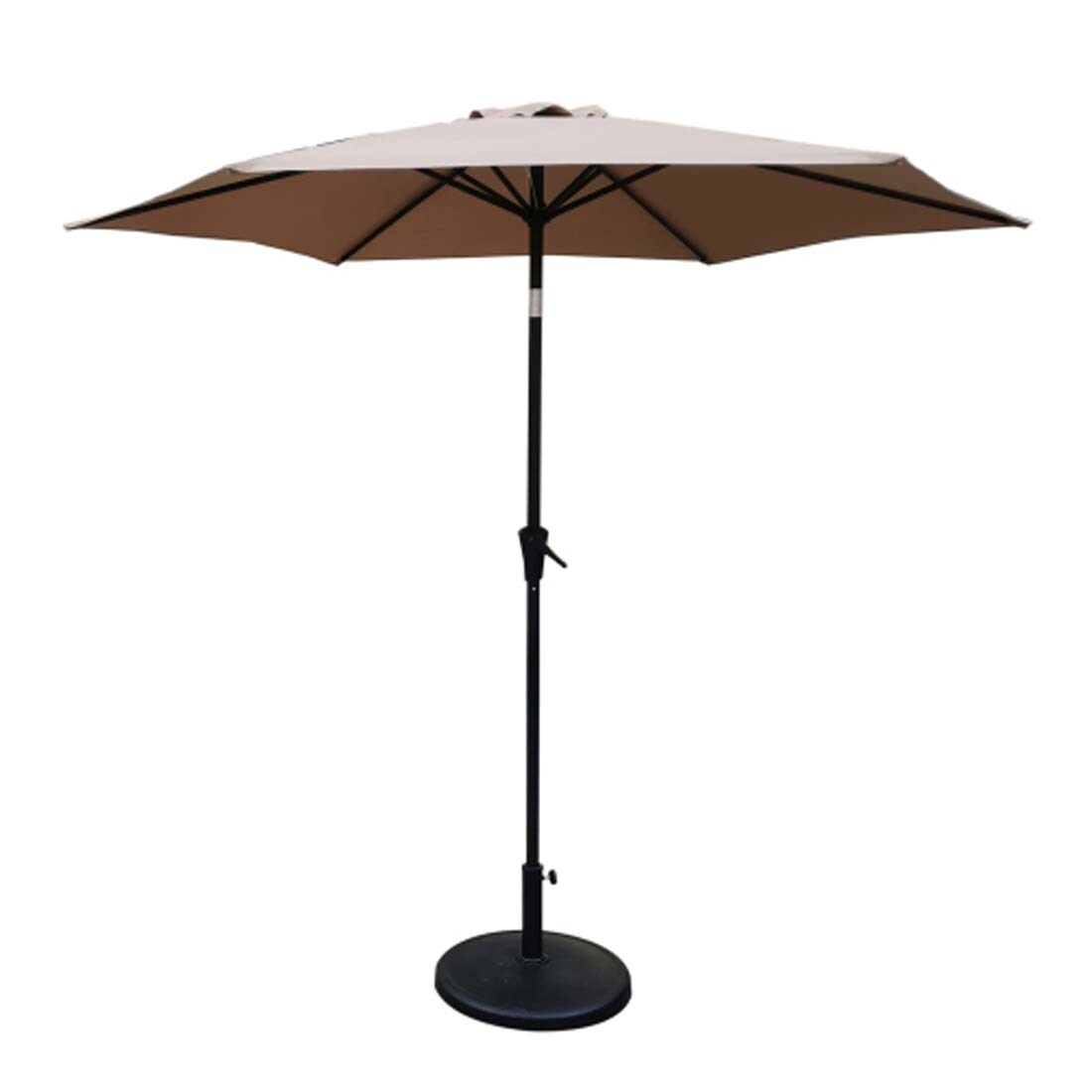 Damerin PUQ6110 8.858-Feet Aluminum Brown Market Patio Umbrella with Base
