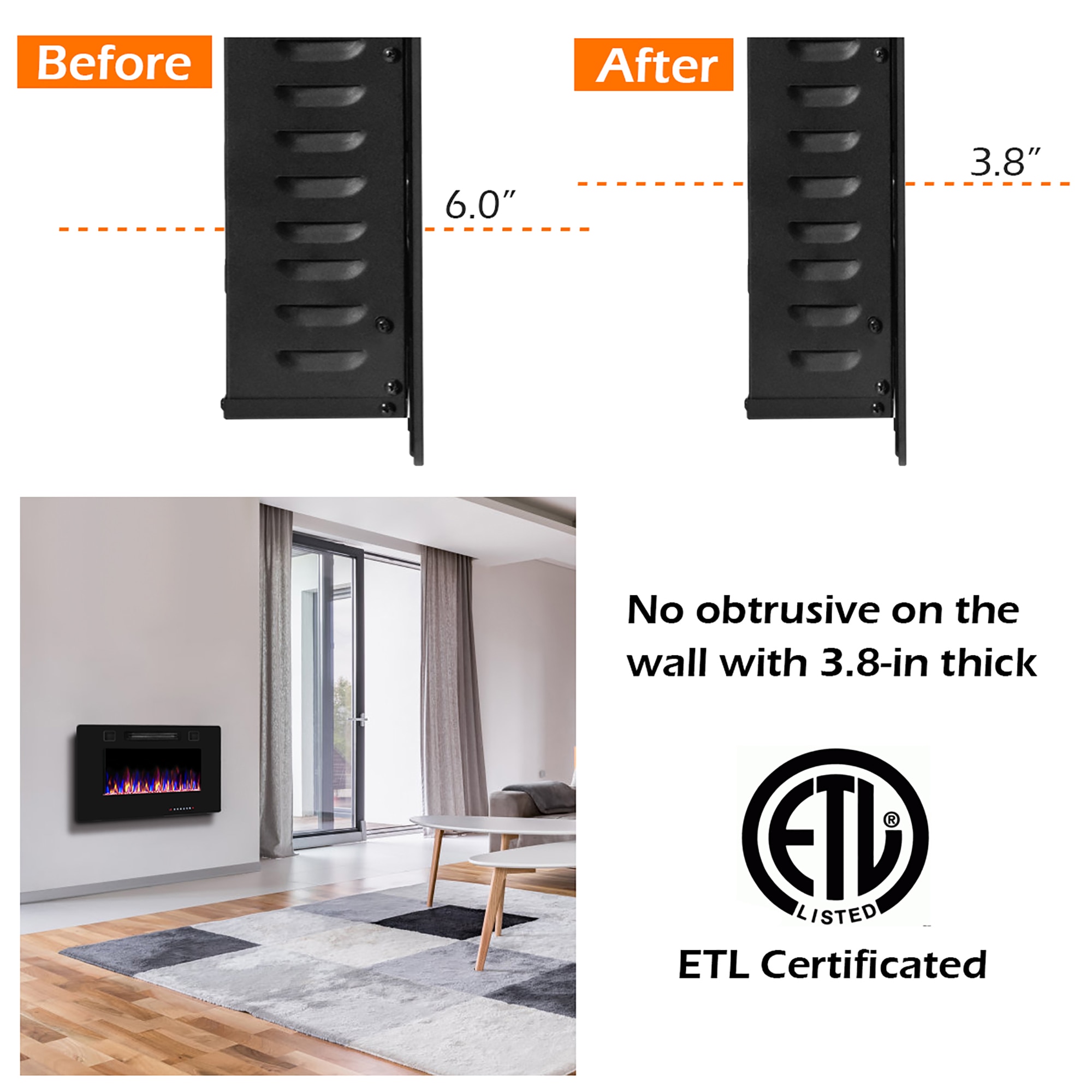 Costway SWL00042 Electric-Fireplaces - View #5