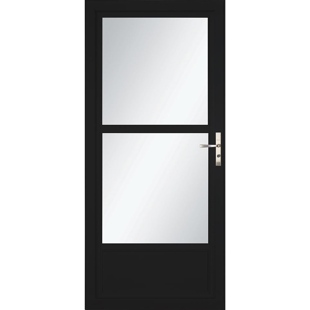Tradewinds Selection 32-in x 81-in Obsidian Mid-view Retractable Screen Aluminum Storm Door with Brushed Nickel Handle in Black | - LARSON 1460605117S