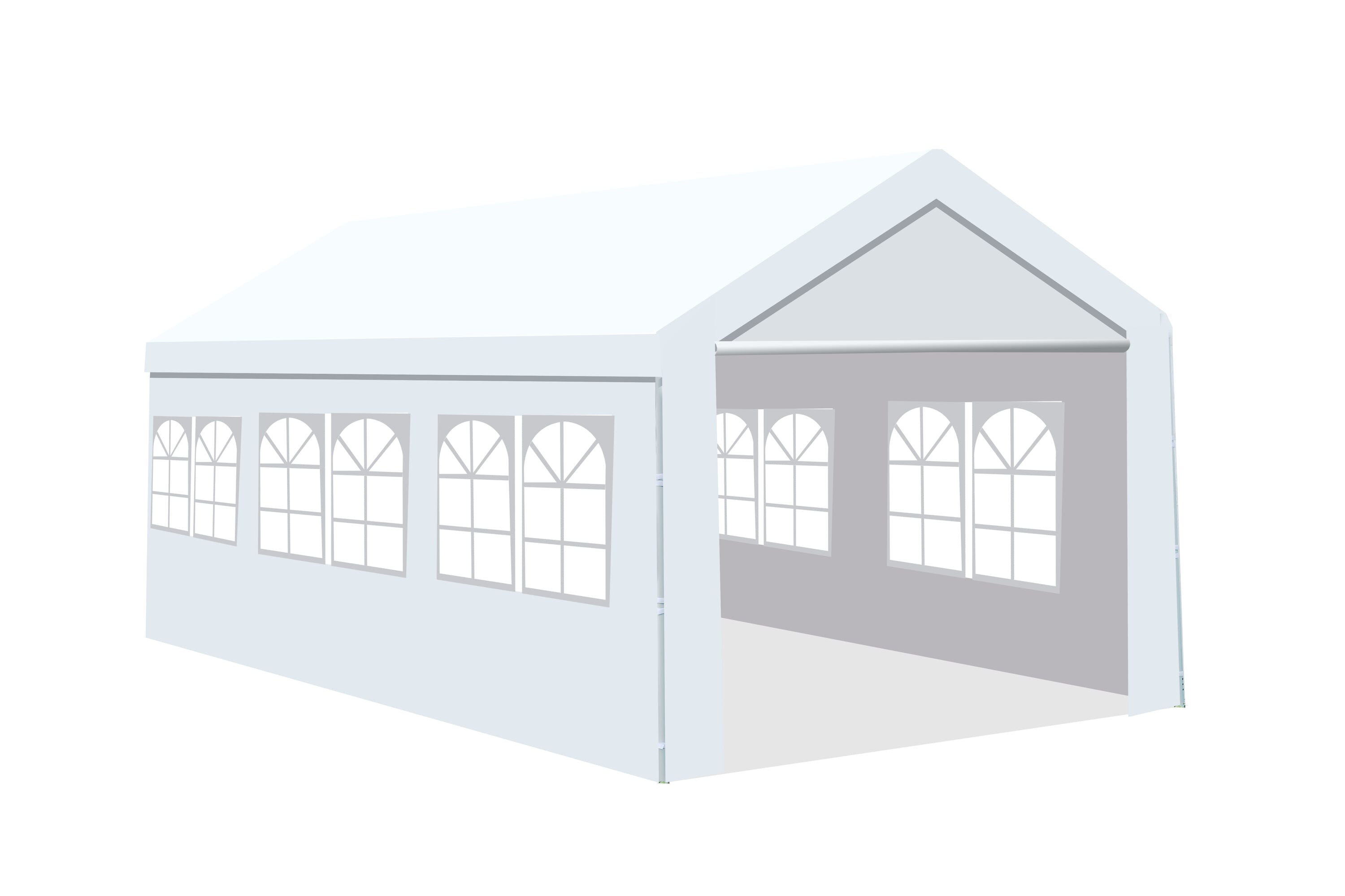 Lycvki CP-27 10-ft W x 20-ft L x 6.5-ft H White Metal Carport with Polycarbonate Roof