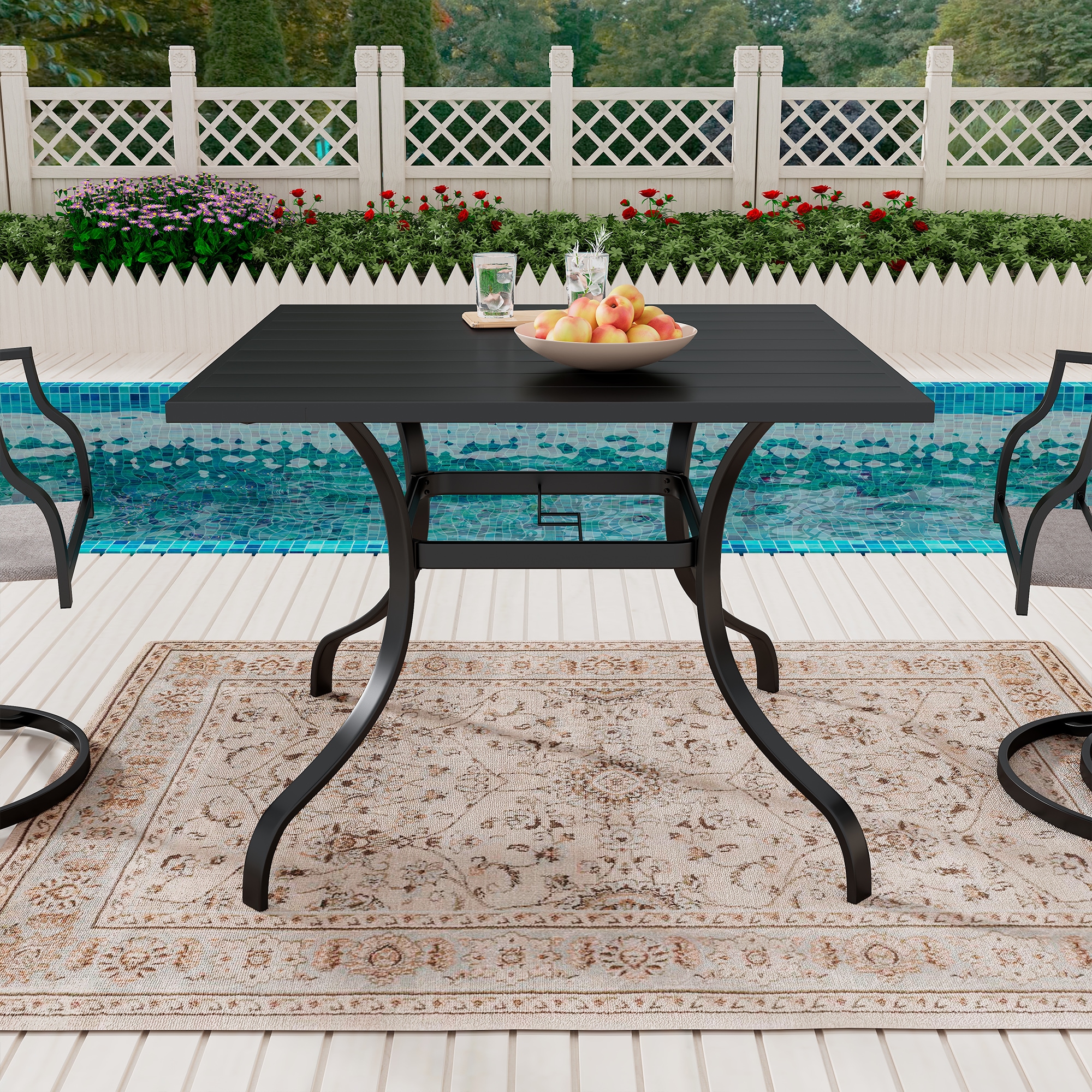 Clihome Patio Iron Square Dining Table Patio Tables at Lowes