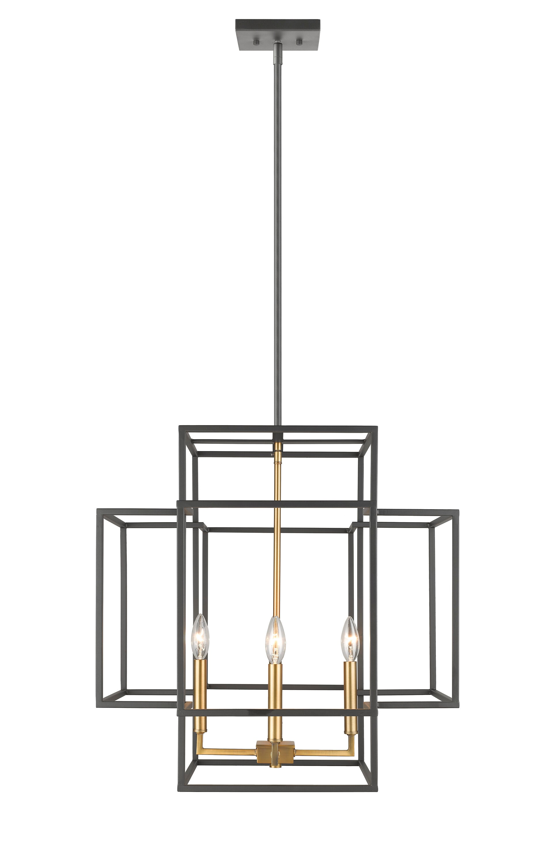 Titania 22" Brushed Nickel & Bronze Geometric Pendant Light