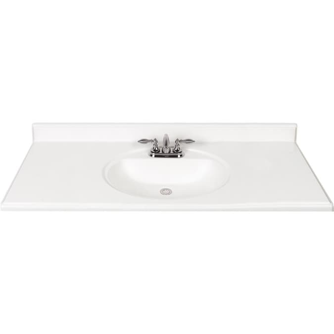 49 In White Cultured Marble Single Sink, How To Measure For Bathroom Vanity Top