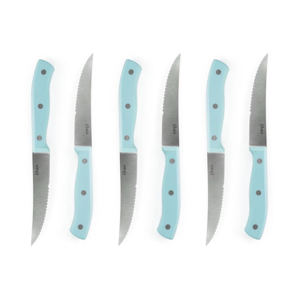 Oster Steffen 14 Piece Blue Cutlery Set with Storage Block - Includes Chef,  Santoku, Bread, Utility, Paring Knives, Steak Knives, Scissors in the  Cutlery department at