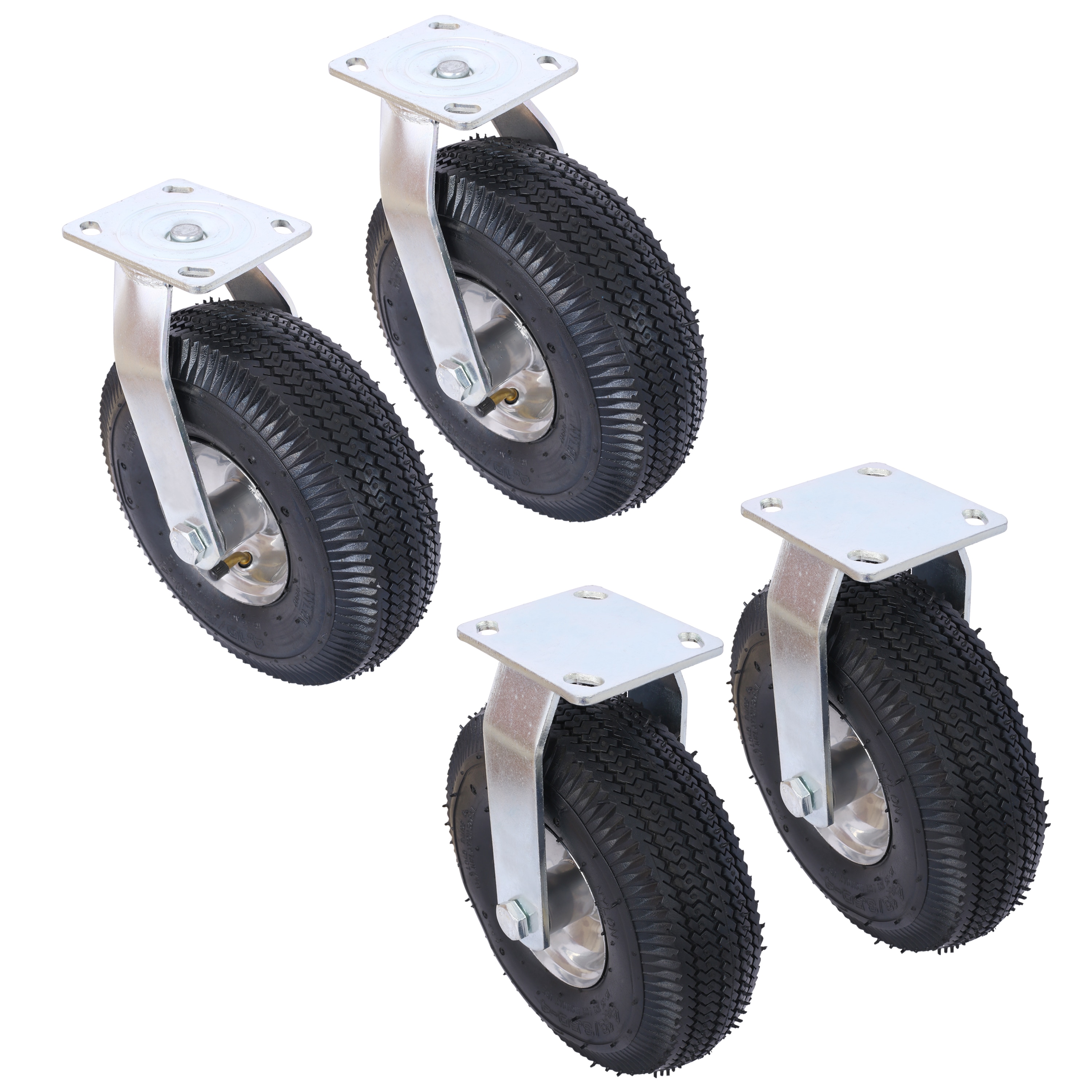 Kahomvis GH-QP214-466 2PCS SWIVEL+2PCS RIGID 12-in Rubber Swivel Caster