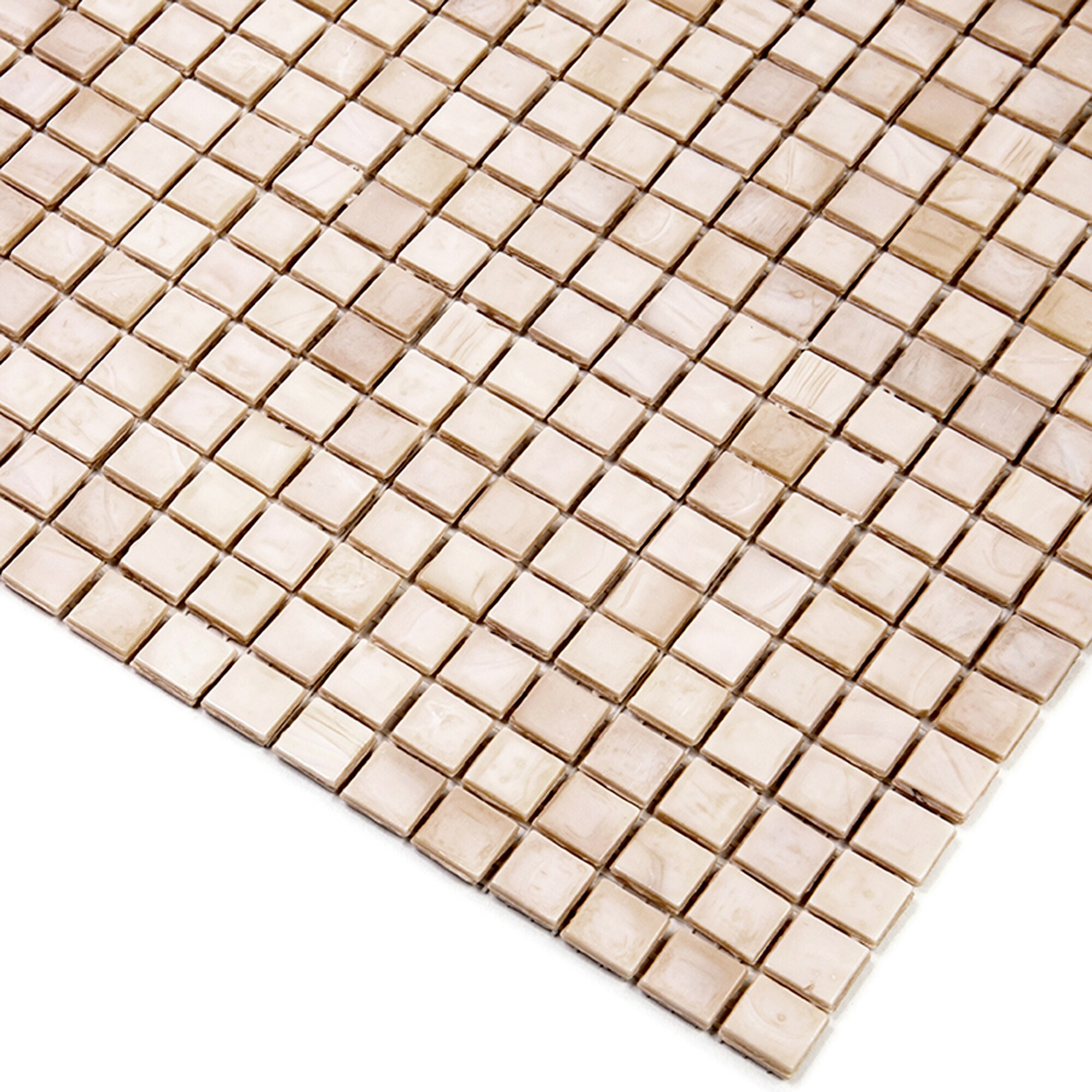 Skosh 11.6" x 11.6" Glossy Iridescent Beige Glass Mosaic Tile