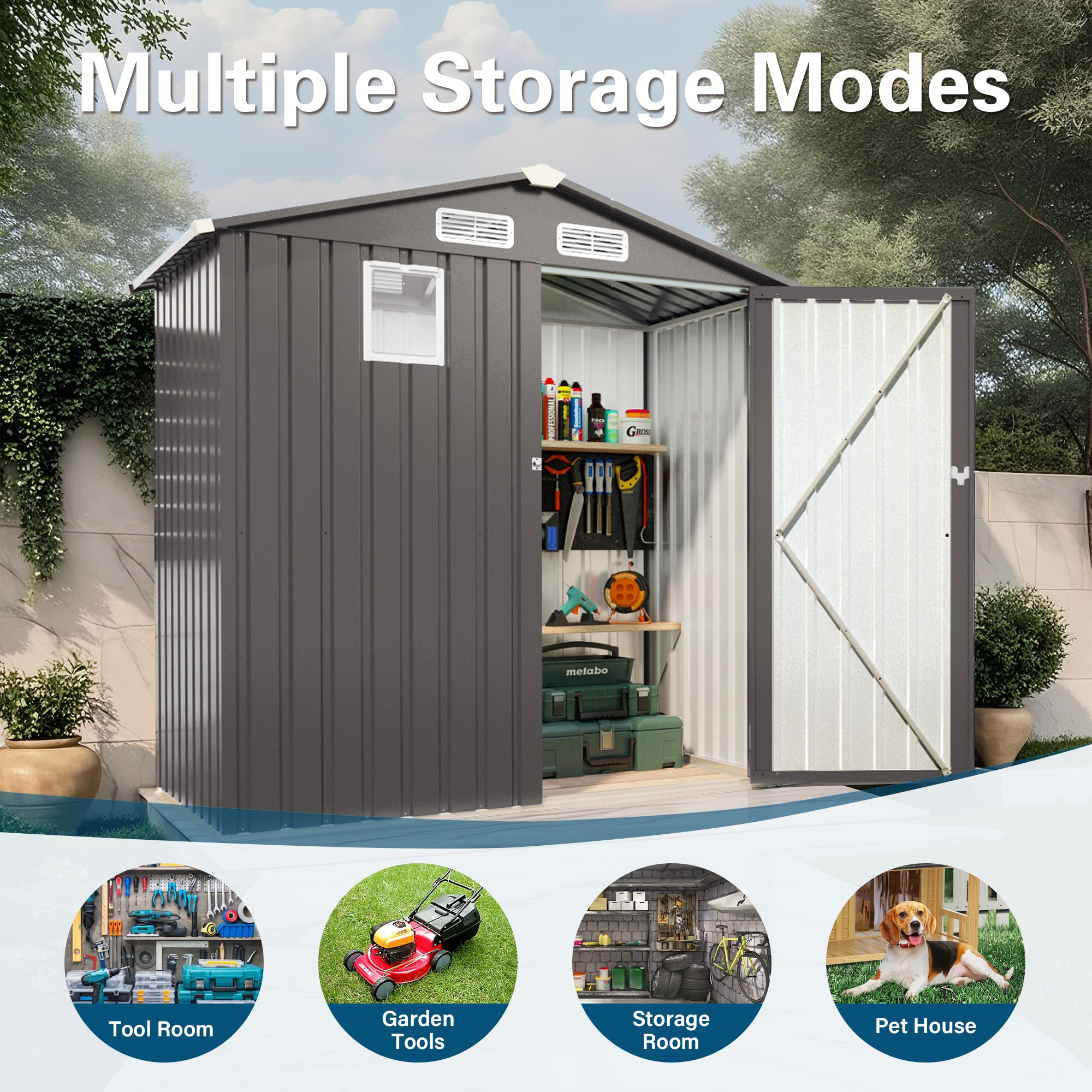 WELLFOR GIZHF441BN Metal-Storage-Buildings-Sheds - View #2