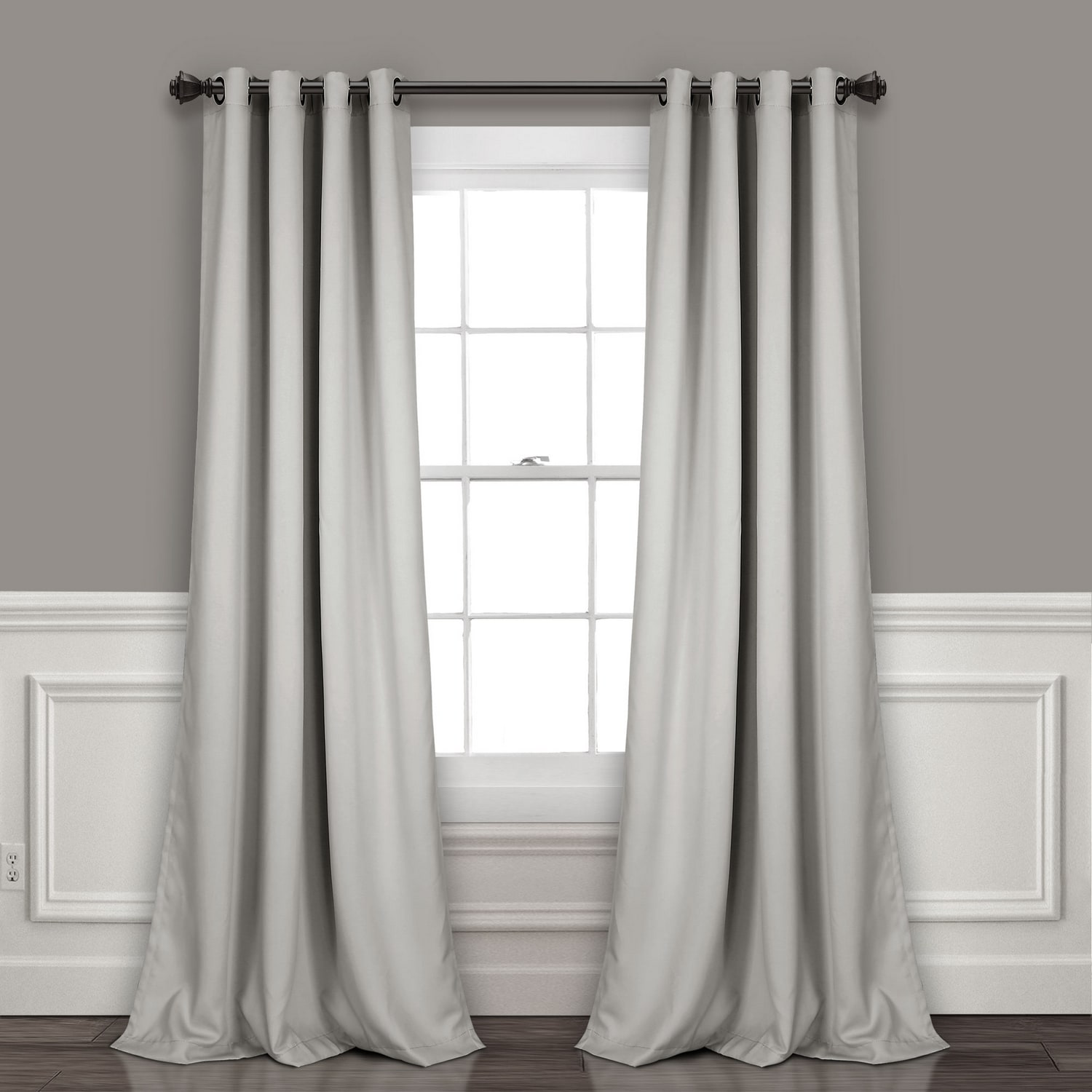Lush Decor 16T003463 108-Inches Light Gray Blackout Grommet Curtain panel pair