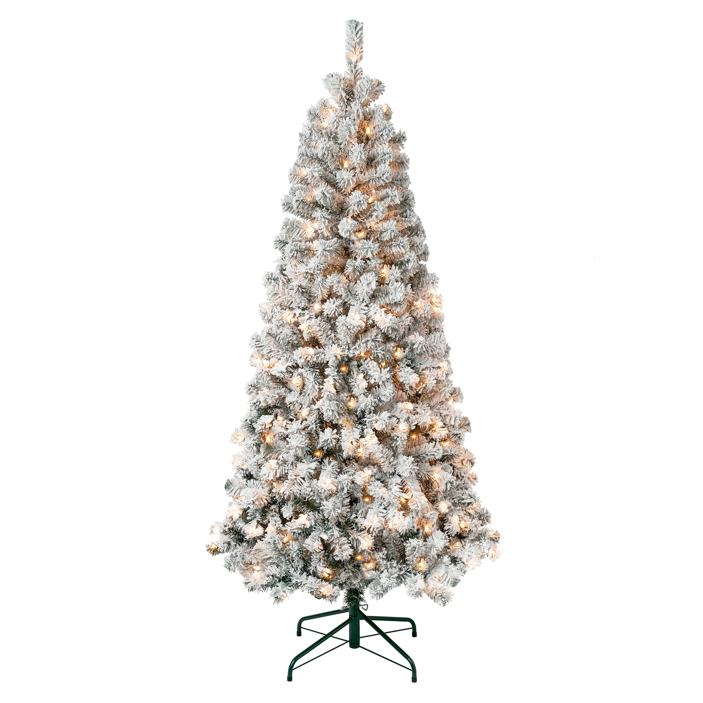 National Tree Company AC100-300-60F 6-ft Pre-lit Slim Flocked Artificial Christmas Tree with Clear Incandescent Lights