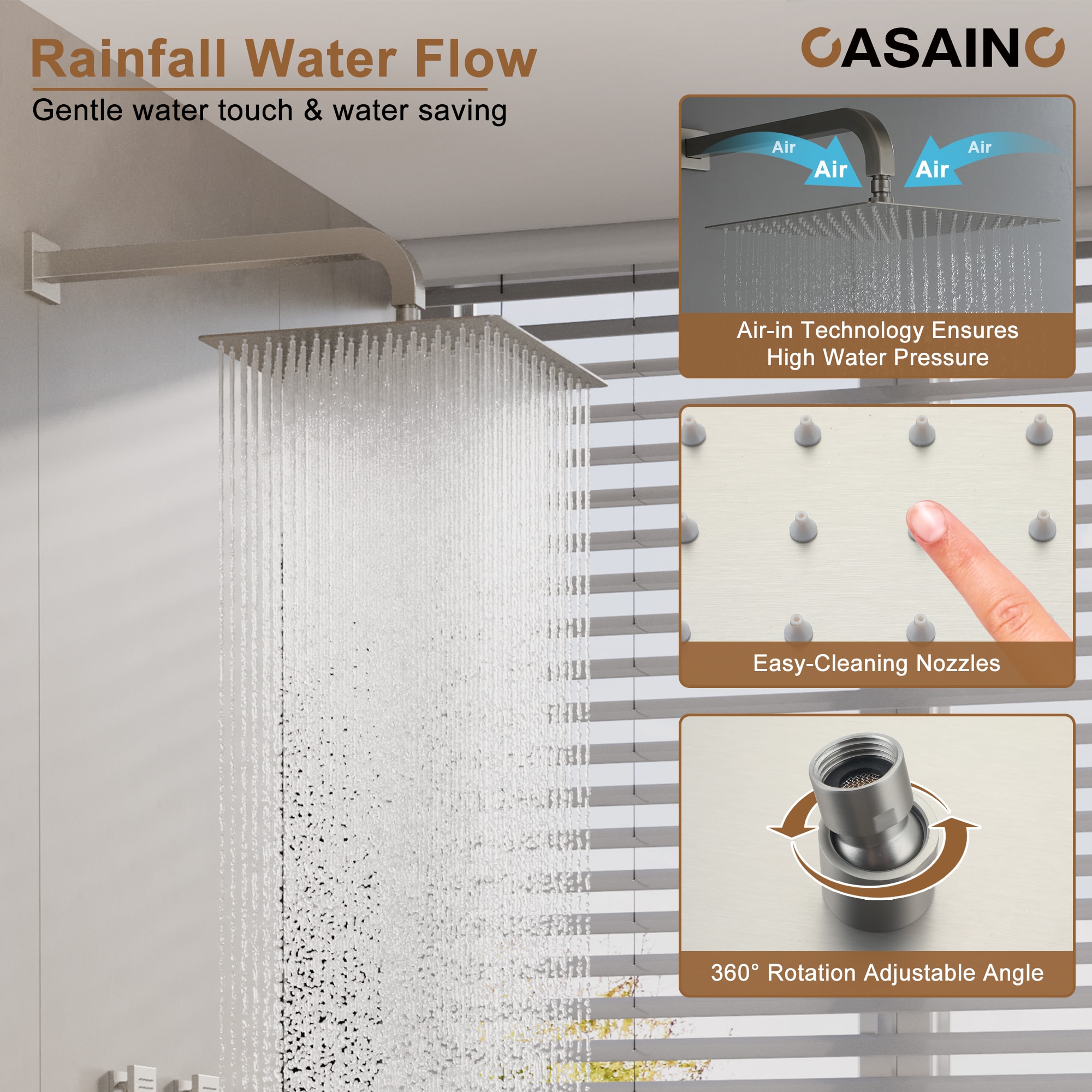 CASAINC CS6228-12BN Showerhead-Bar-Panels - View #6