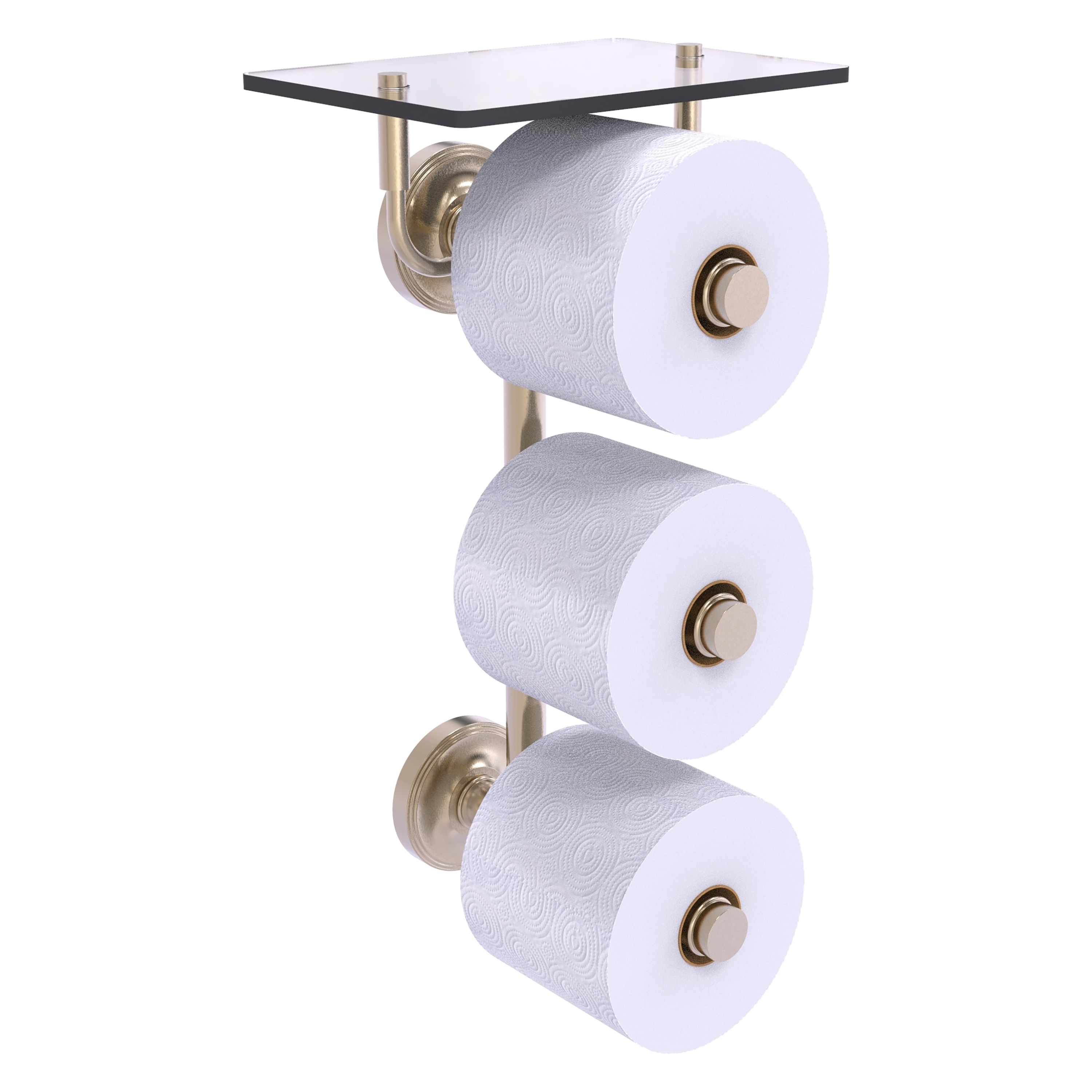 Allied Brass PR-35-3VS-PEW Prestige Regal Antique Pewter Wall mount Double post Toilet Paper Holder 3 -Rolls with Storage