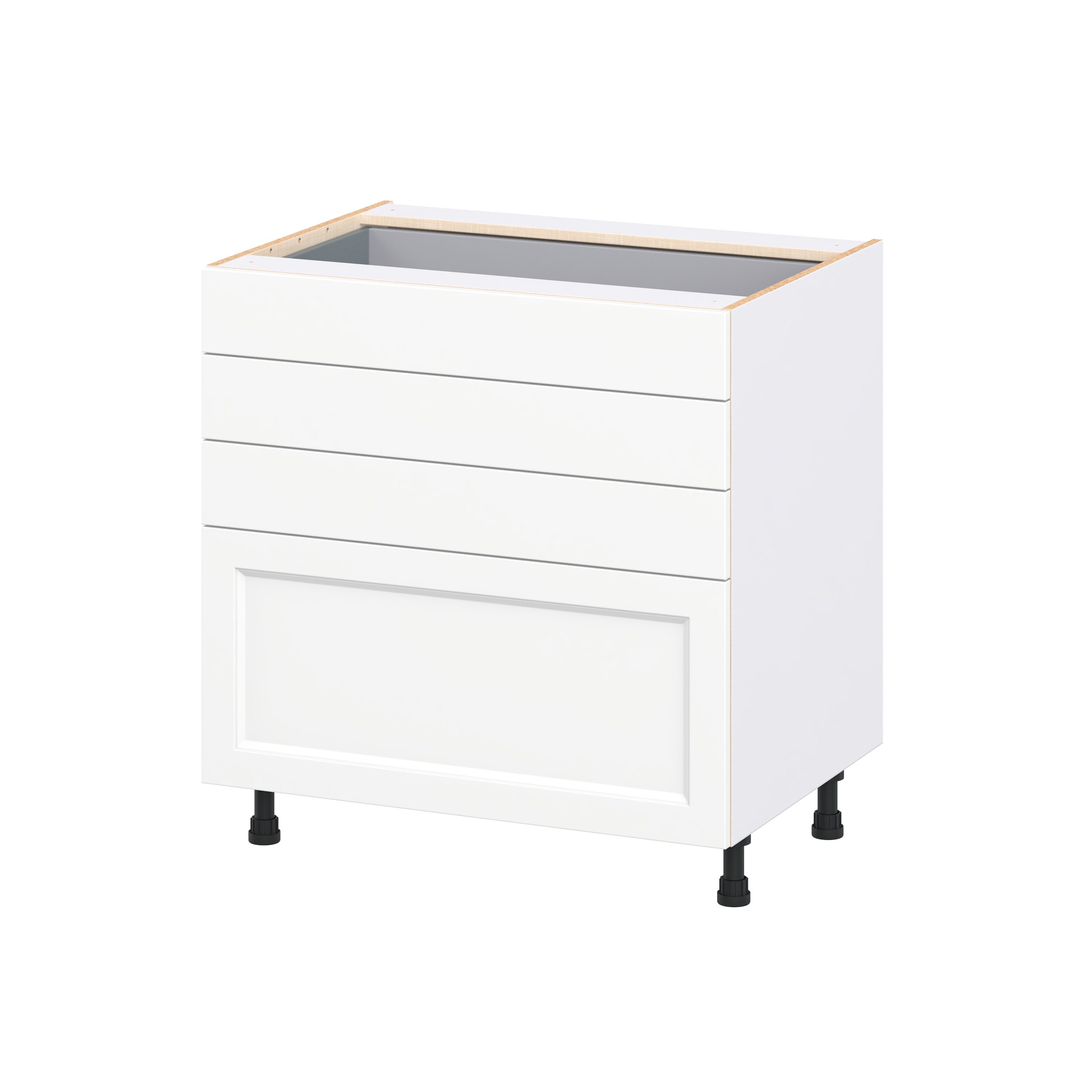 Hugo&Borg DSB4D33-RI Riviera 33-in W x 34.5-in H x 24.5-in D Bright White 4 -Drawers Drawer Base Fully assembled Cabinet Recessed Panel Shaker