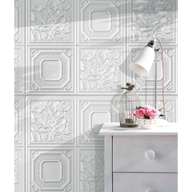 Dundee Deco 28-in x 28-in Embossed Off White Polyurethane Flower Wall ...