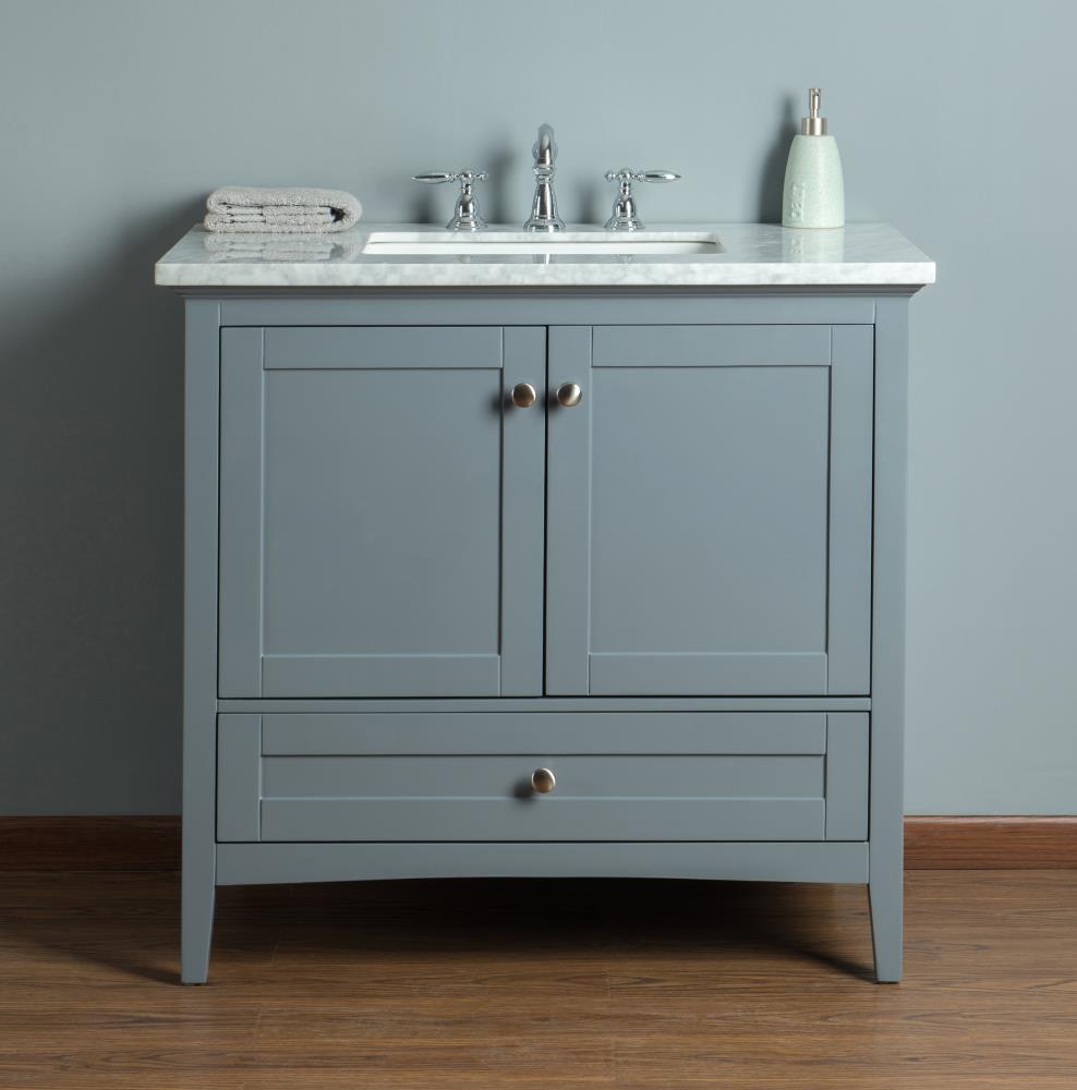 Stufurhome 36-in Gray Undermount Single Sink Bathroom Vanity with ...