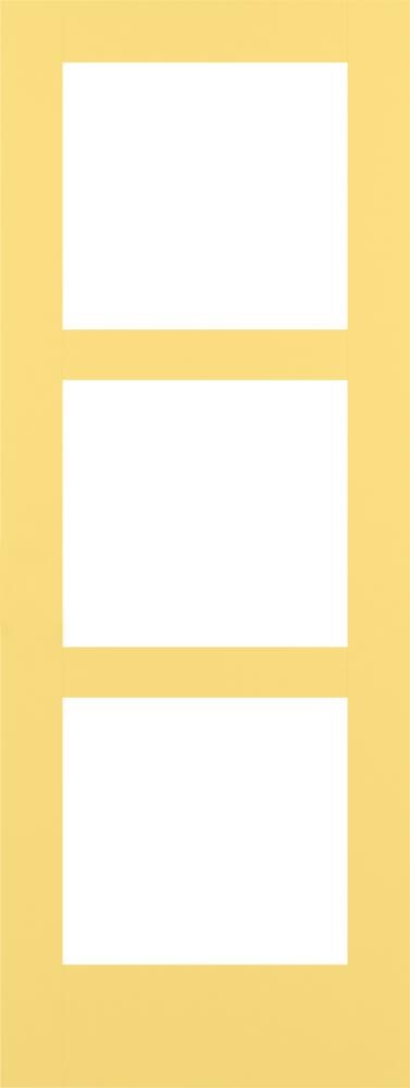 RELIABILT LO1370395 Shaker 32-in x 80-in Marigold 3-panel square Frosted glass Smooth Solid core Prefinished Pine Wood Slab Door