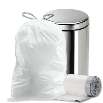 Plasticplace 8-Gallons White Plastic Kitchen Drawstring Trash Bag  (100-Count) in the Trash Bags department at