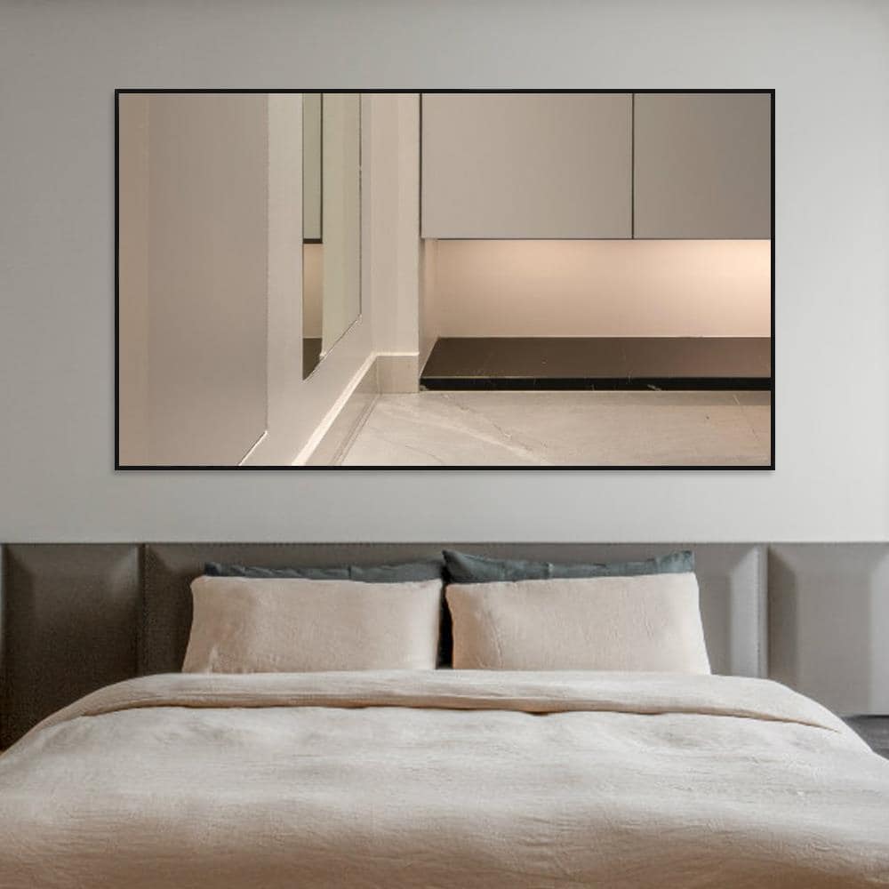 Black Framed Wall Mirror In The Mirrors, 52 Inch Length Mirror