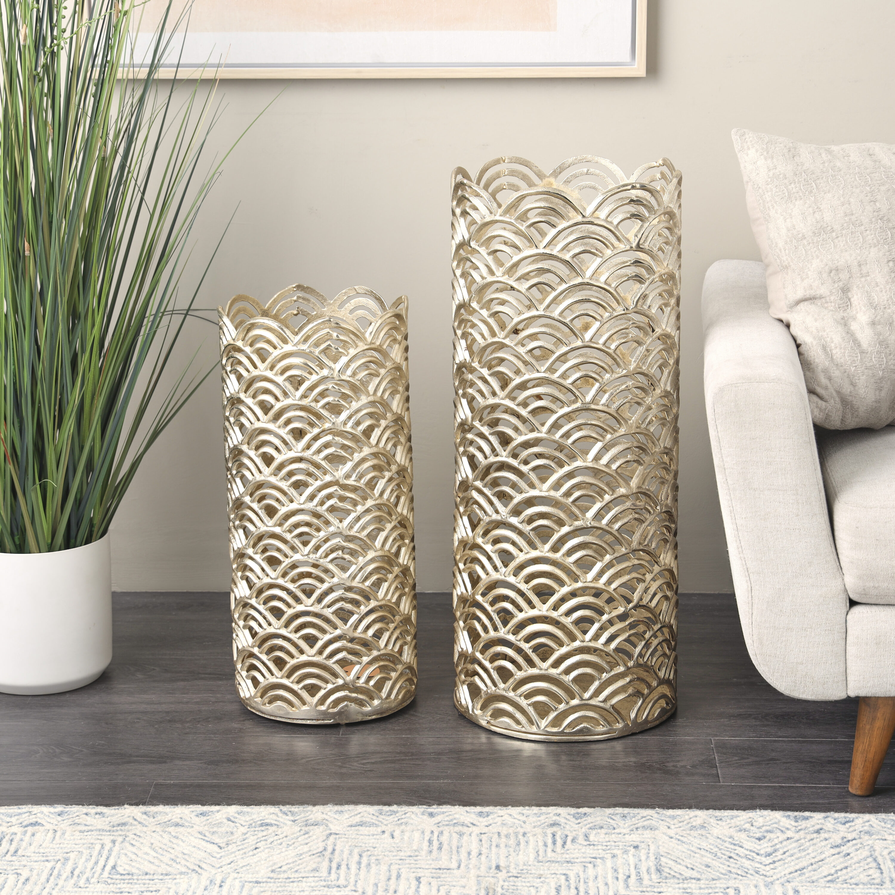 Grayson Lane 822213 2 -Pack Gold Aluminum Modern Vase