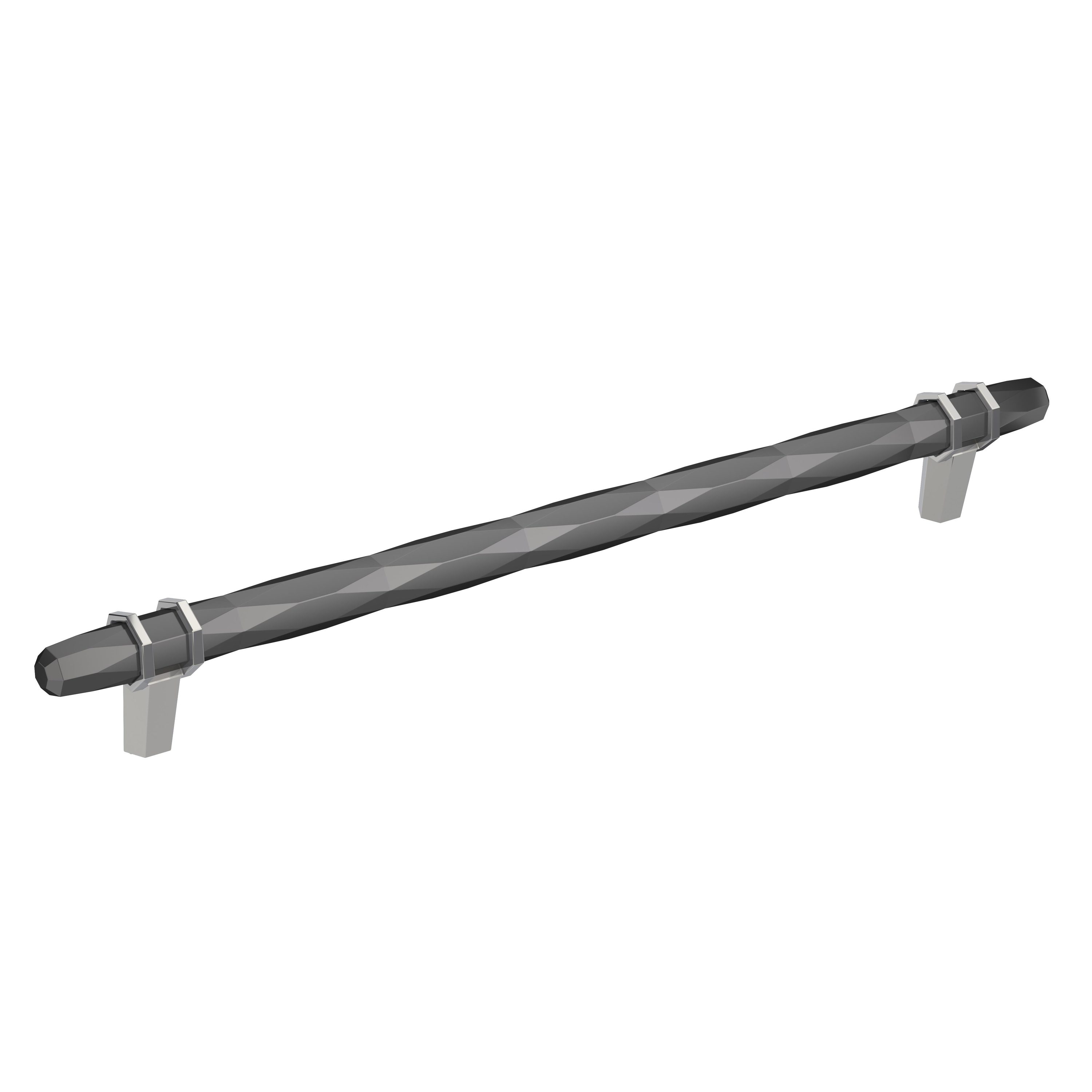 Amerock BP36664BCR26 London 10-1/16-in , 256mm Center to Center Black Chrome/Polished Chrome Cylindrical Bar Drawer Pulls