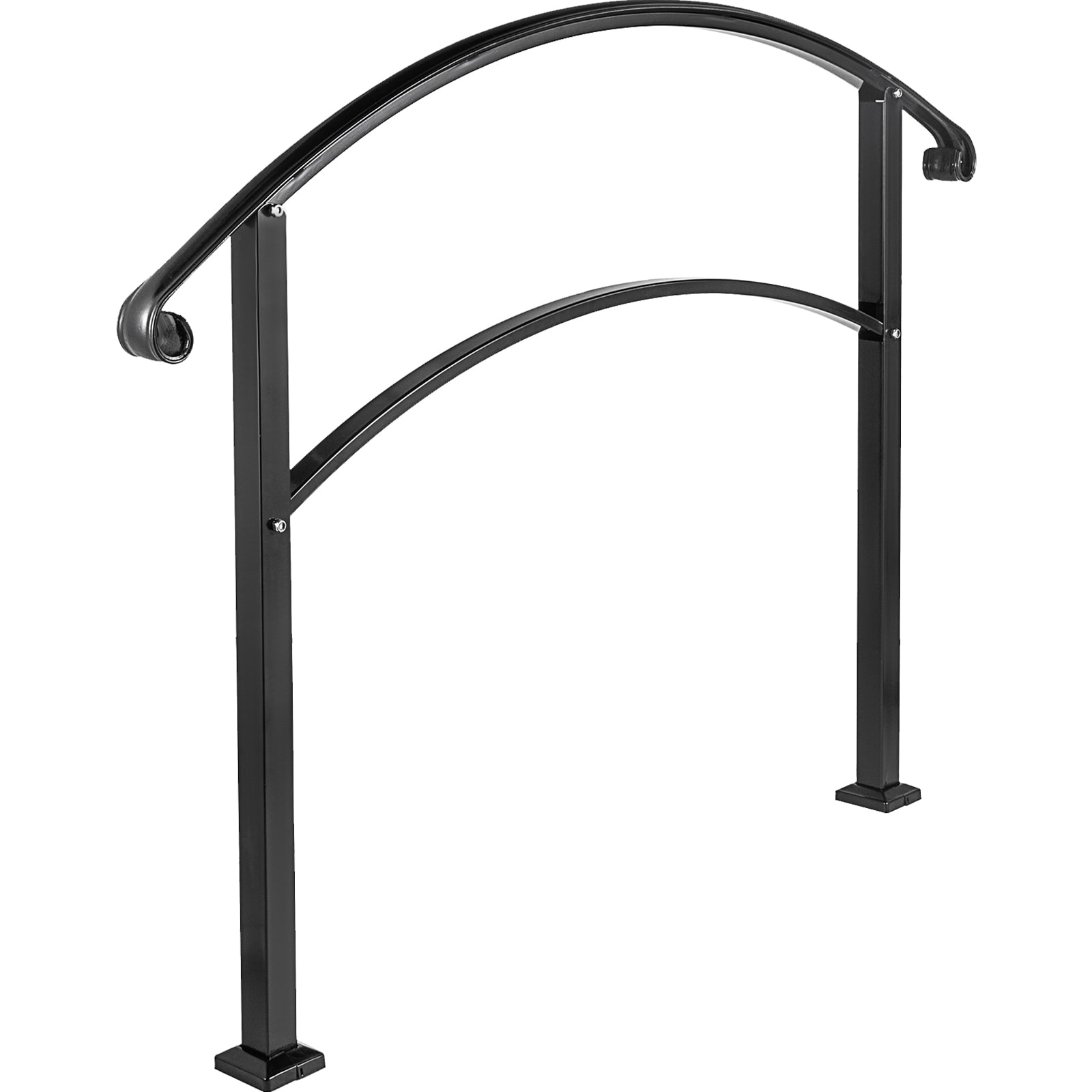 VEVOR SC5FTHWTYFSB00118V0 Handrails for Outdoor Steps  Fit 1 or 5 Steps Outdoor Stair Railing  Black Wrought Iron Handrail  Flexible Front Porch Hand Rail  Transitional Handrails for Concrete Steps or Wooden Stairs