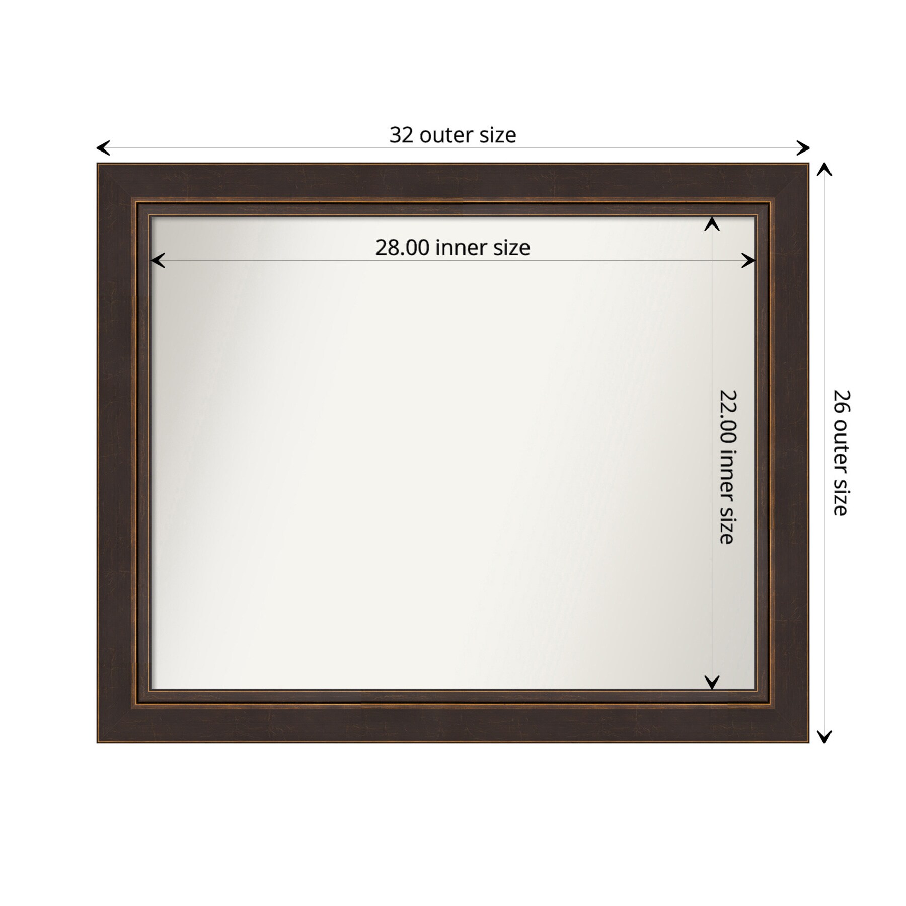 Lara Bronze Wood Framed Rectangular Bathroom Vanity Mirror