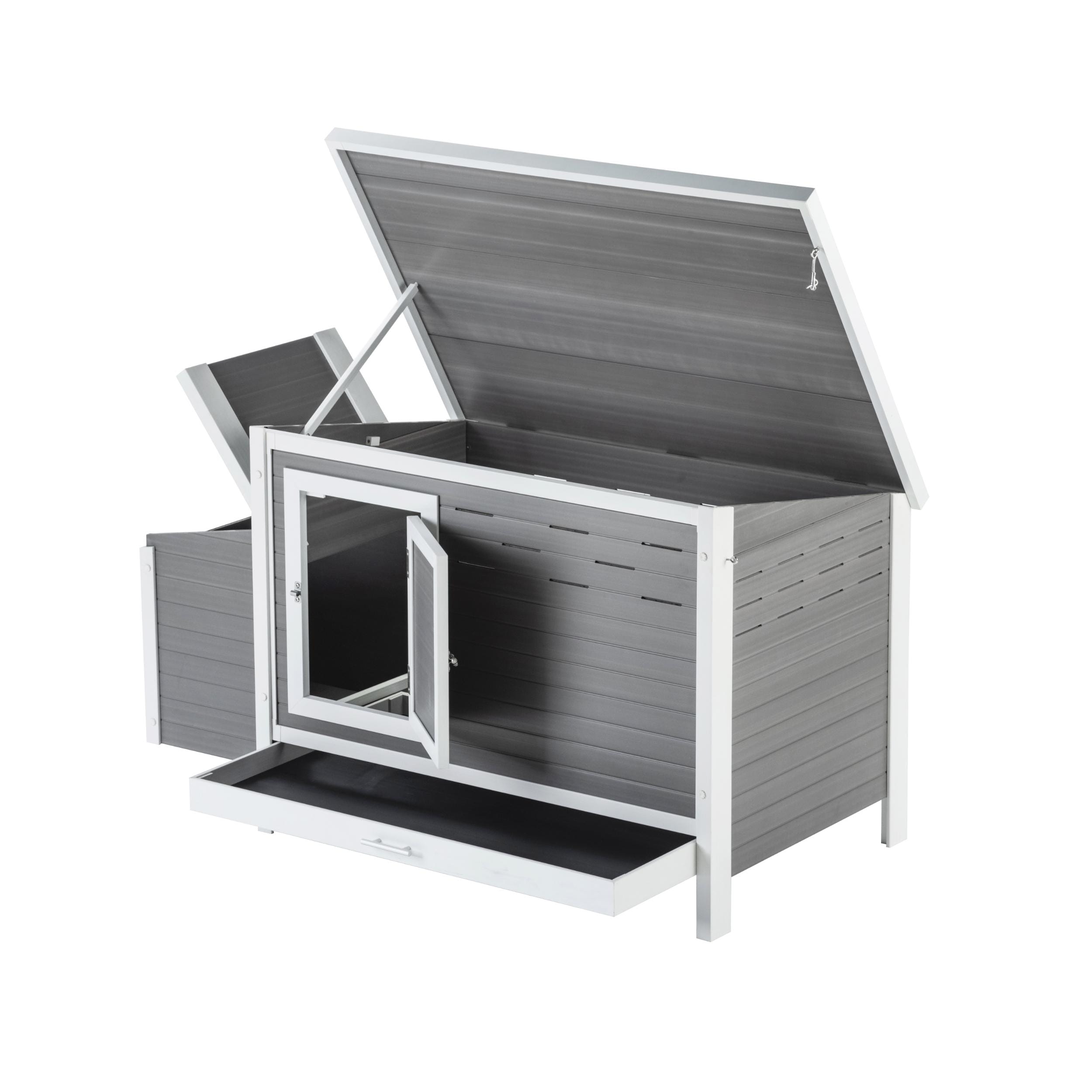 Gray and White ECOFLEX Outdoor Chicken Coop with Removable Tray
