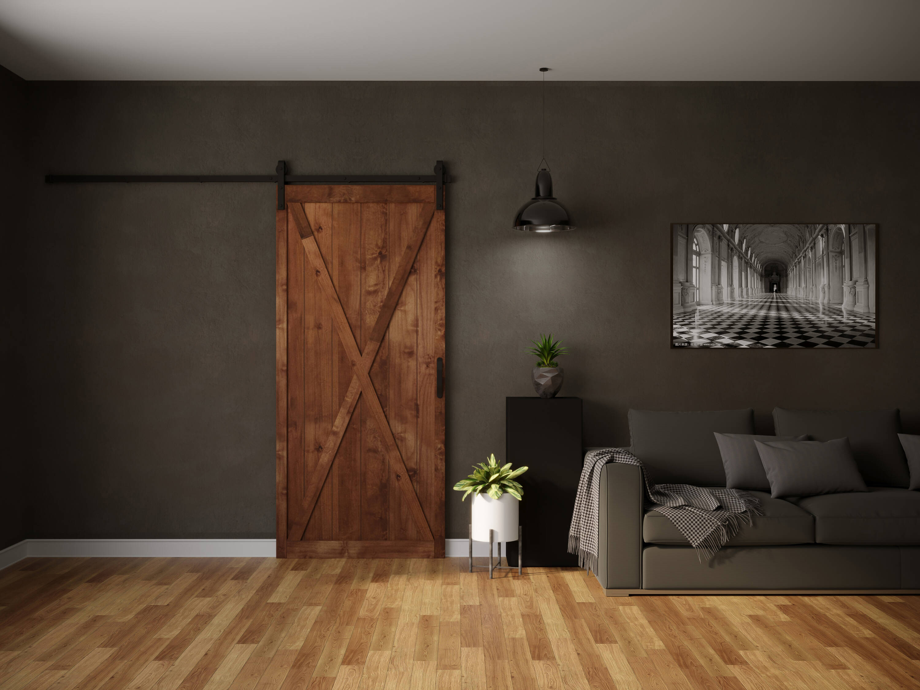 Dogberry DXBAR36WALNNONEHARD Barn-Doors - View #5