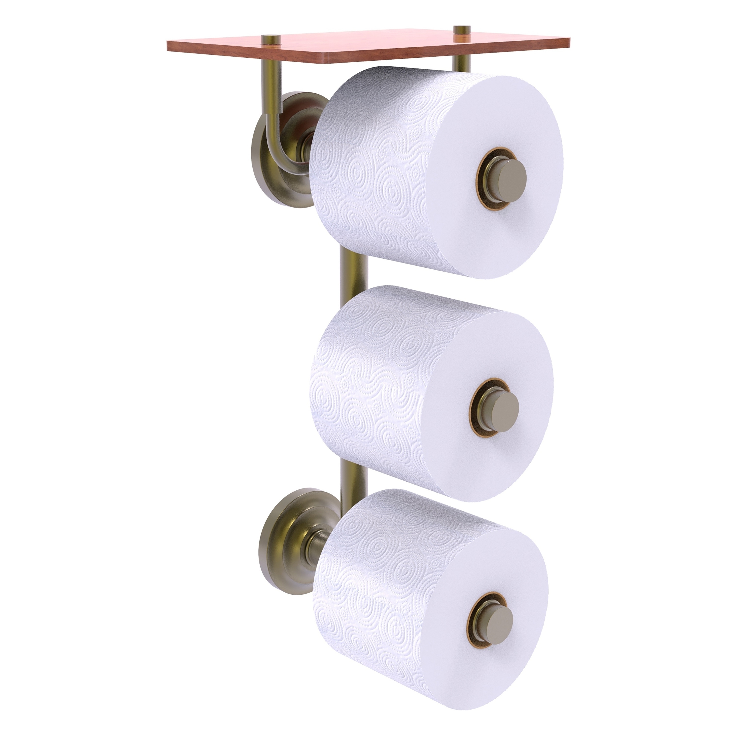Allied Brass QN-35-3VS-IRW-ABR Que New Antique Brass Wall mount Double post Toilet Paper Holder 3 -Rolls