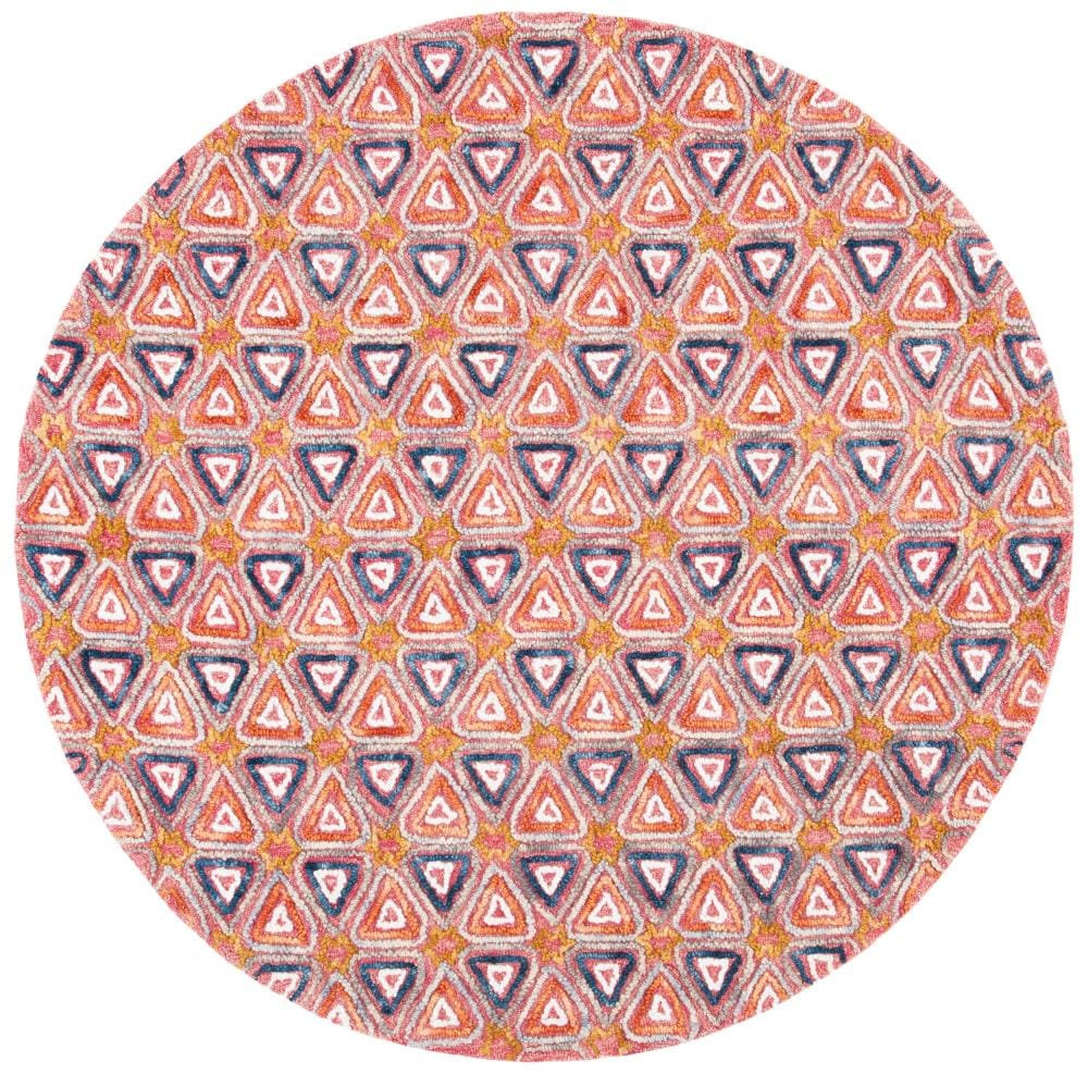 Luxurious Hand-Tufted Pure Wool Round Red Area Rug - 6'
