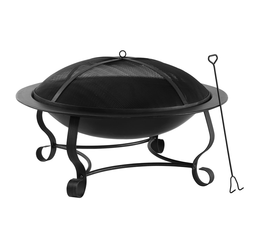 Garden Treasures 39 In W Black High Temperature Painted Steel Wood Burning Fire Pit In The Wood Burning Fire Pits Department At Lowes Com