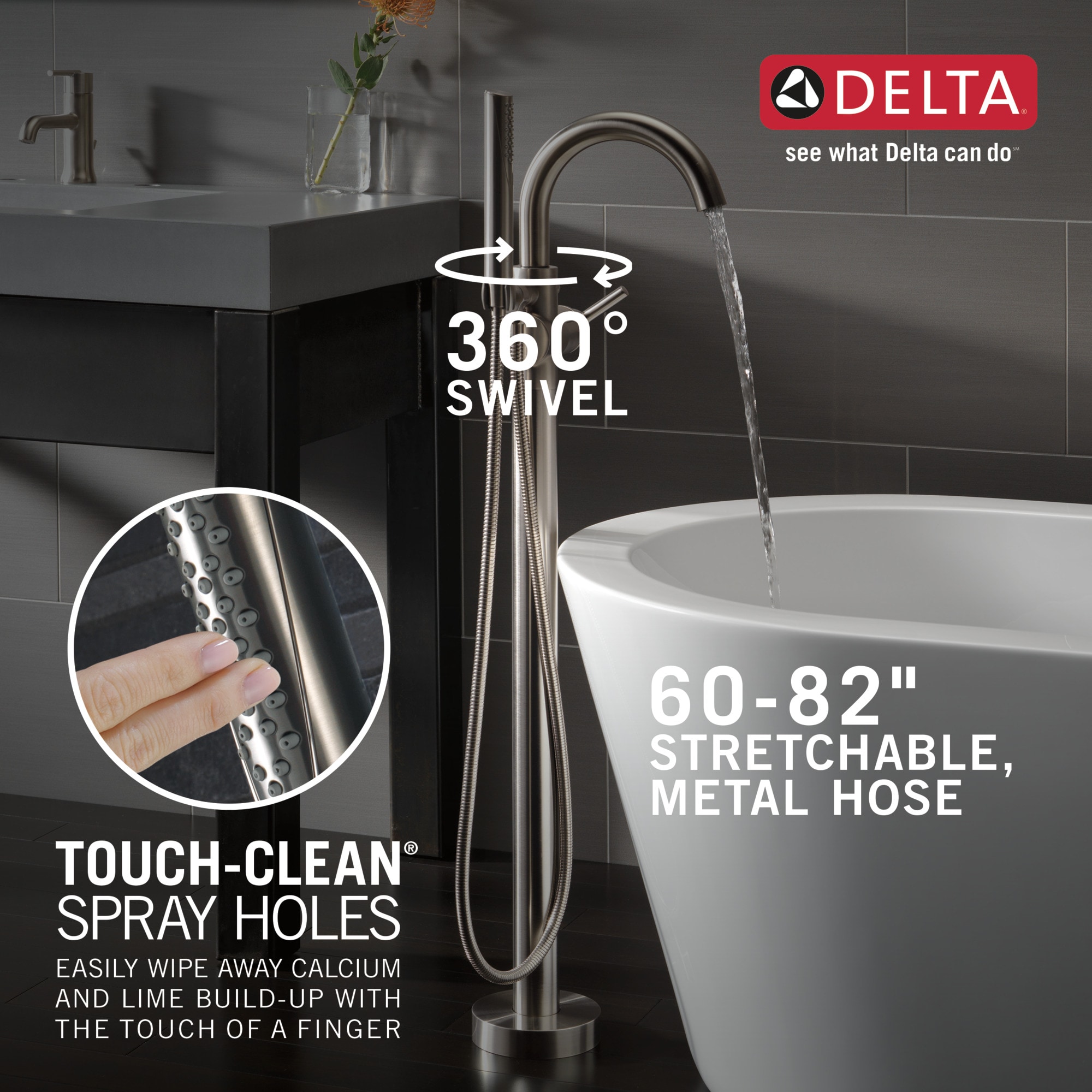 Stainless Steel Freestanding Tub Filler with Handshower