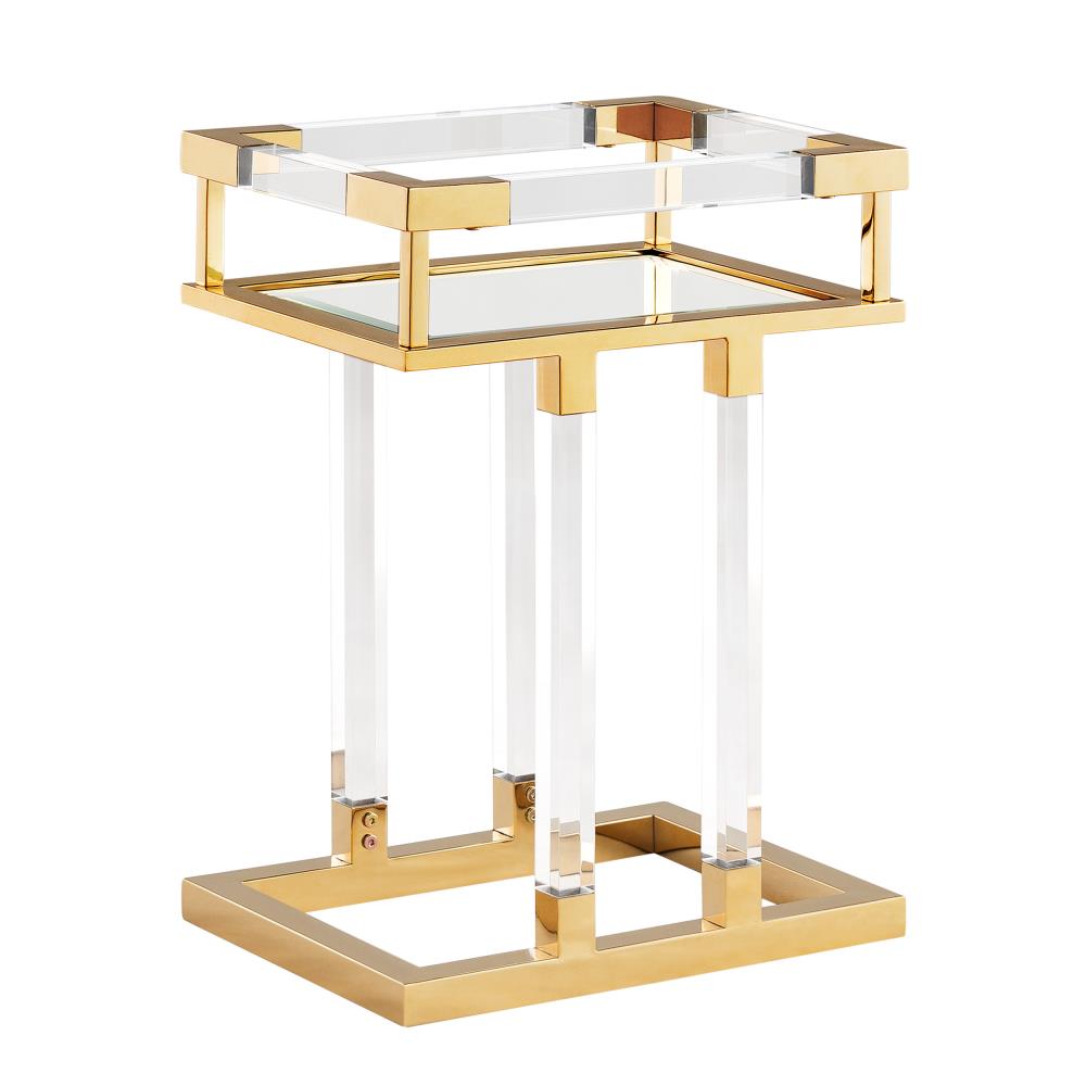 Boston Loft Furnishings ATG7827 Gavin 16-Inches W x 22-Inches H Gold Mirror Rectangular Modern End Table Assembly Required