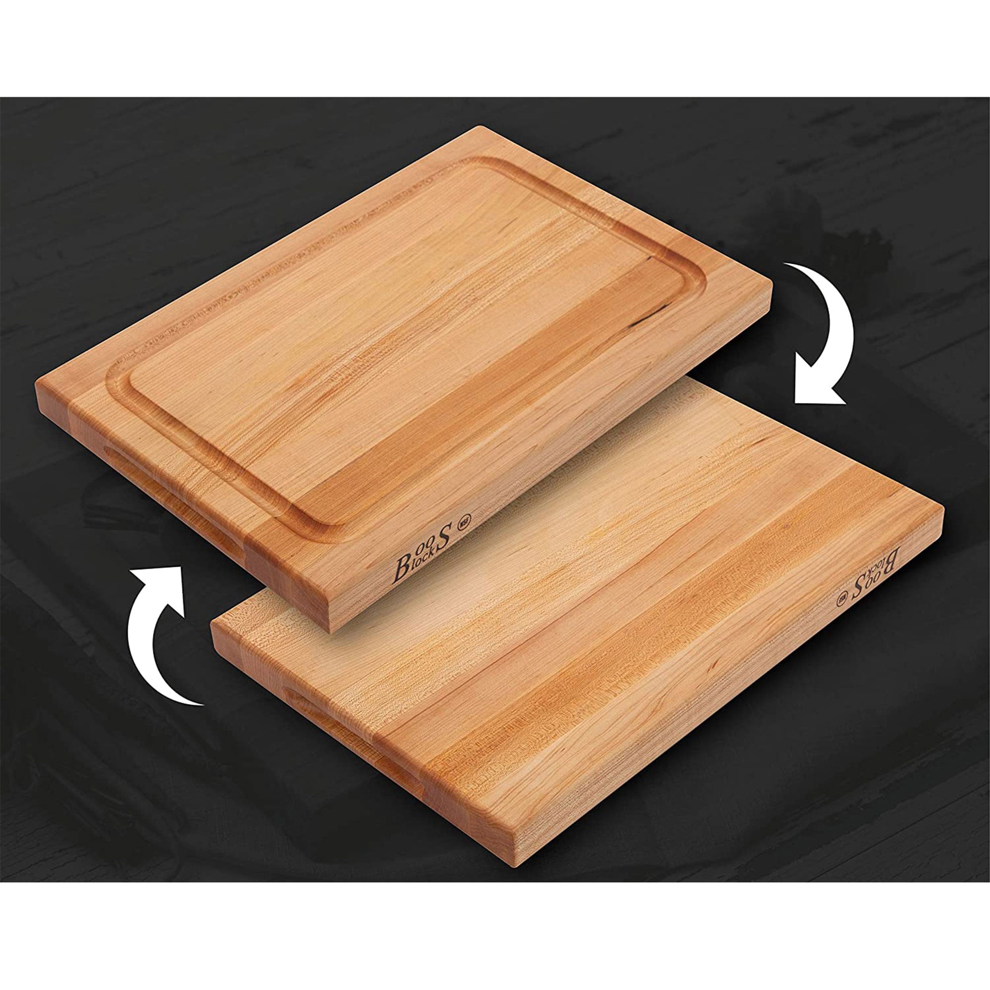 Maple Wood 18" x 12" Reversible Cutting Board with Juice Groove