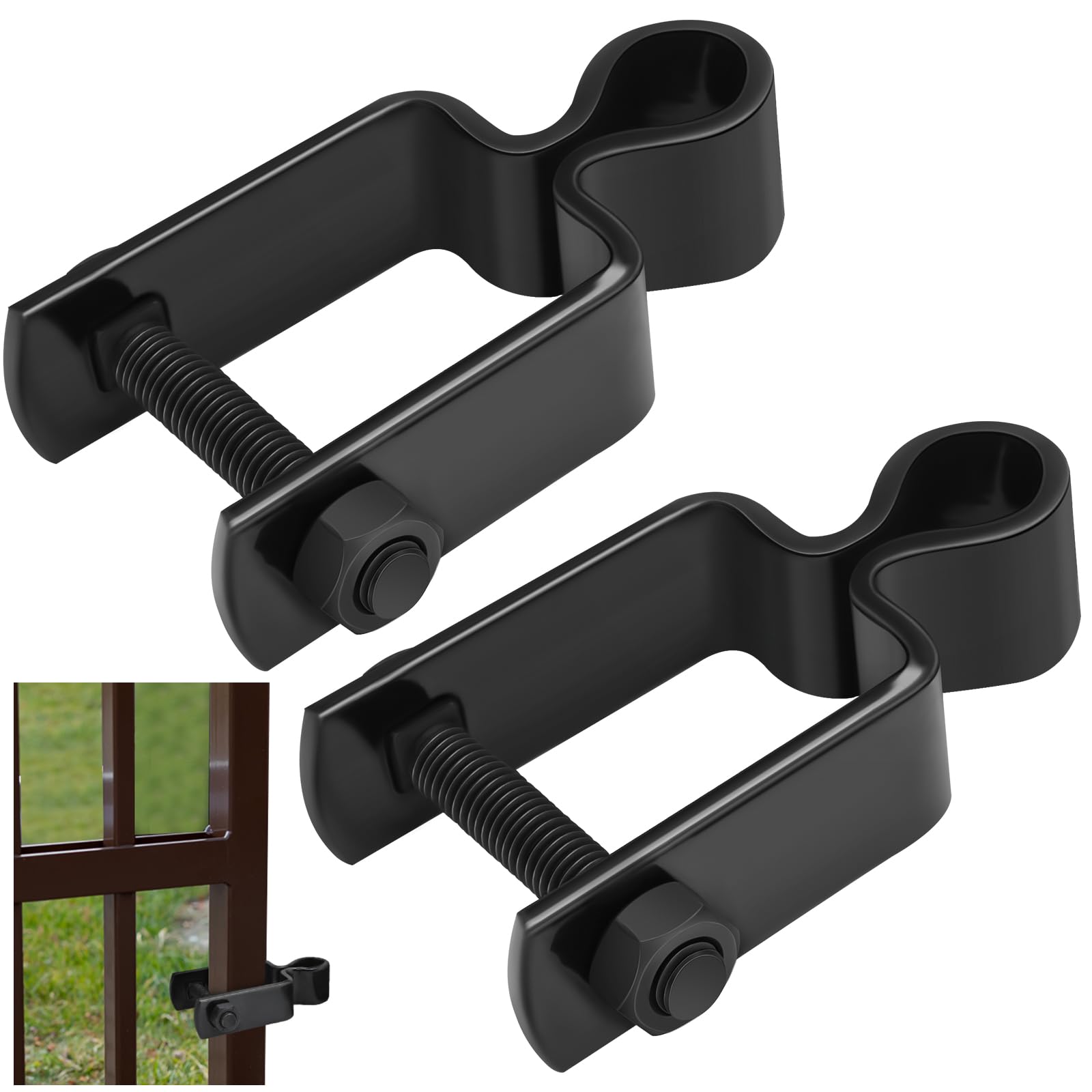 JVFCXXV  2 Pcs 2 by 2 Square Post Female Hinges with 5 by 8 Pintle Galvanized Steel for Chain Link Fence Gate Repair and Replacement Black