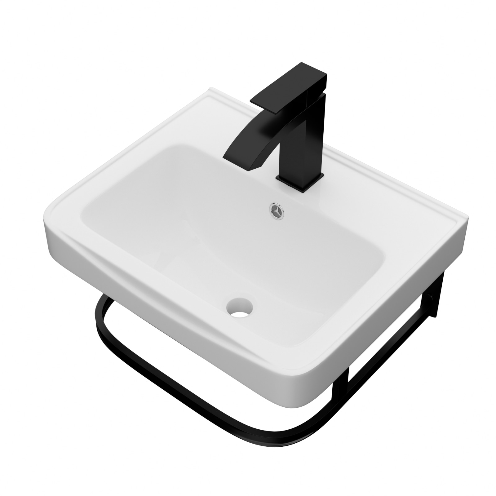 Ceramic 14-in Wall-mount Rectangular Modern White Bathroom Sink with Faucet Included