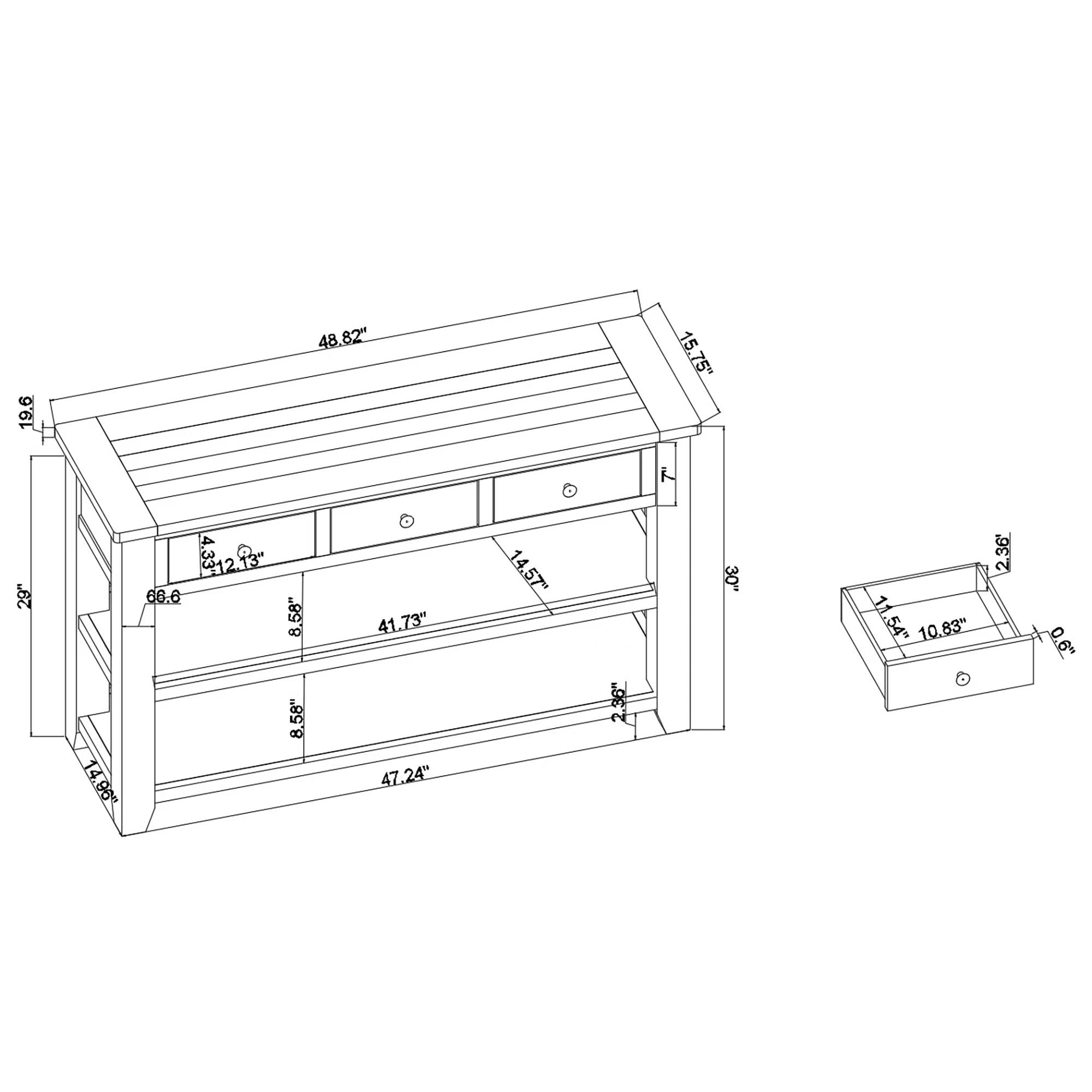 Bybafun Rustic Retro Blue Console Table YC0900020 at Lowes.com