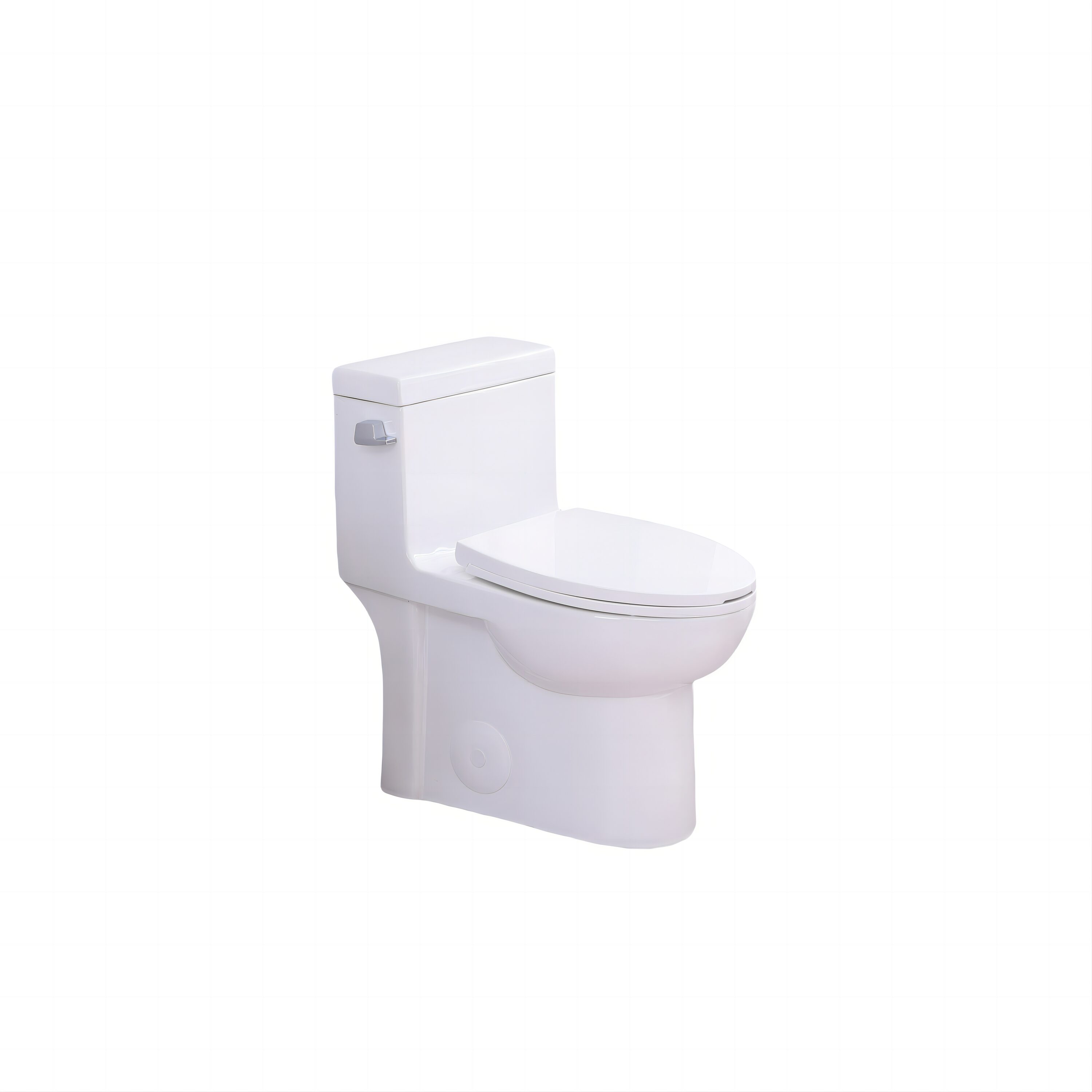 WELLFOR GTLGW-003S Glossy White Elongated Chair height 12-in Rough-In WaterSense 1.28 GPF Single Slow Close Feature 1-piece Toilet